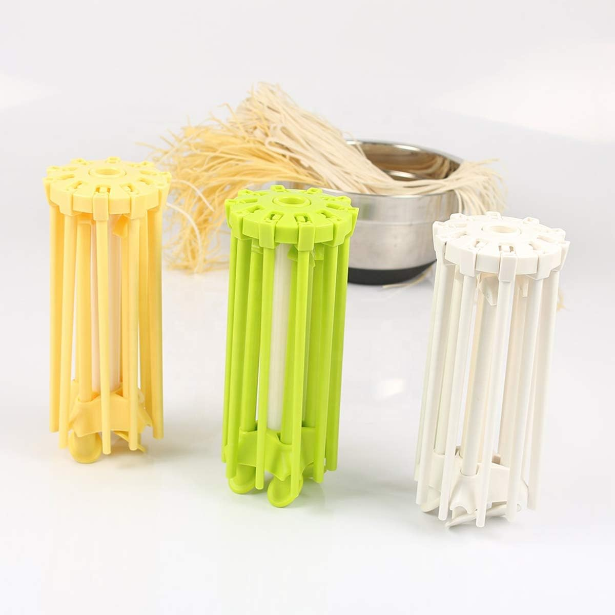 GOZIHA Pasta Drying Rack Noodle Stand with 10 Bar Handles Collapsible | Household Noodle Dryer Rack Hanging for Home Use | Spaghetti Drying Rack Noodle Stand | Easy Storage and Quick Set-Up (White) - White image number 3