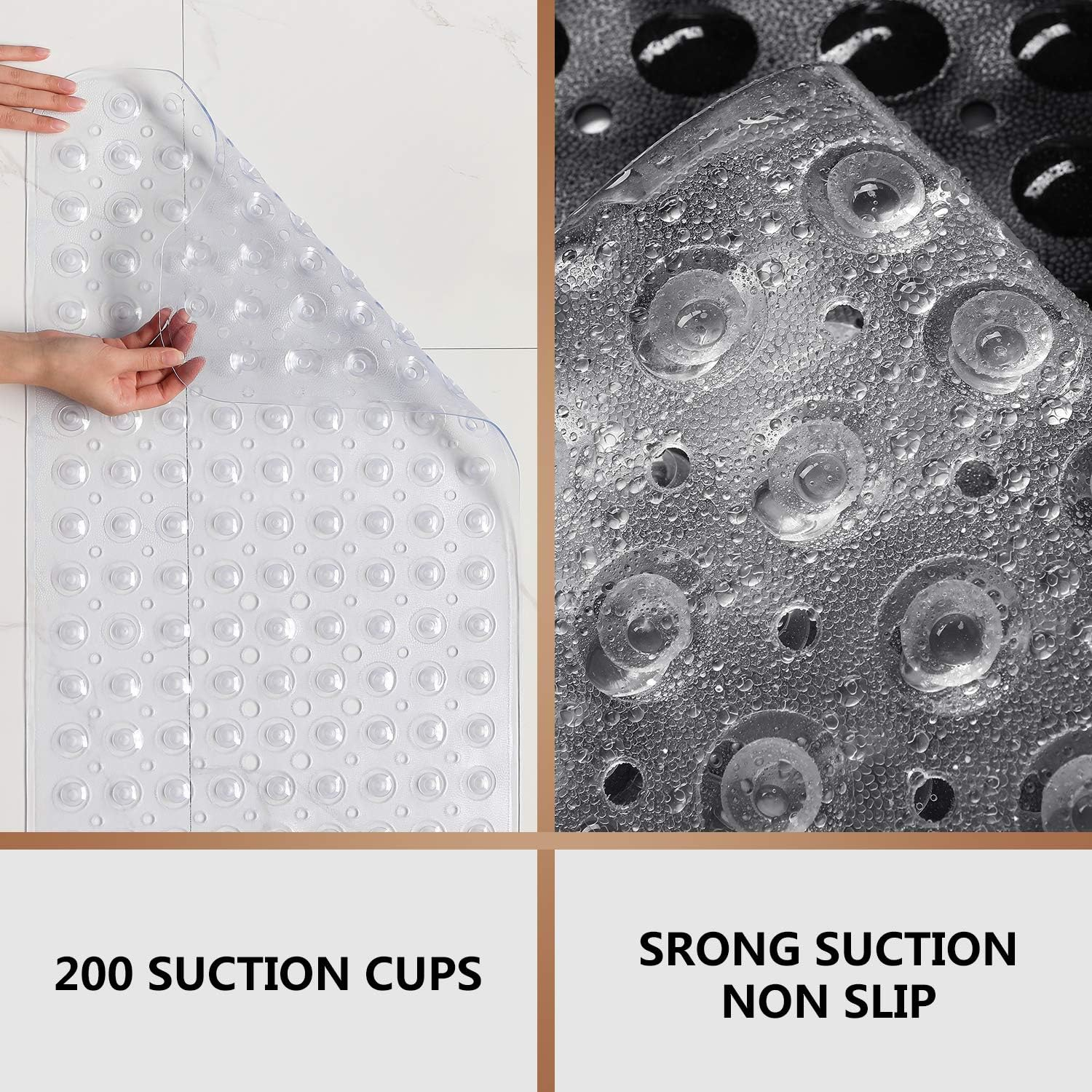 Upgrade Baby Bath Mat Non Slip Extra Long Bathtub Mat for Kids 40 X 16 Inch - Eco Friendly Bath Tub Mat with 200 Big Suction Cups,Machine Washable Shower Mat,Clear