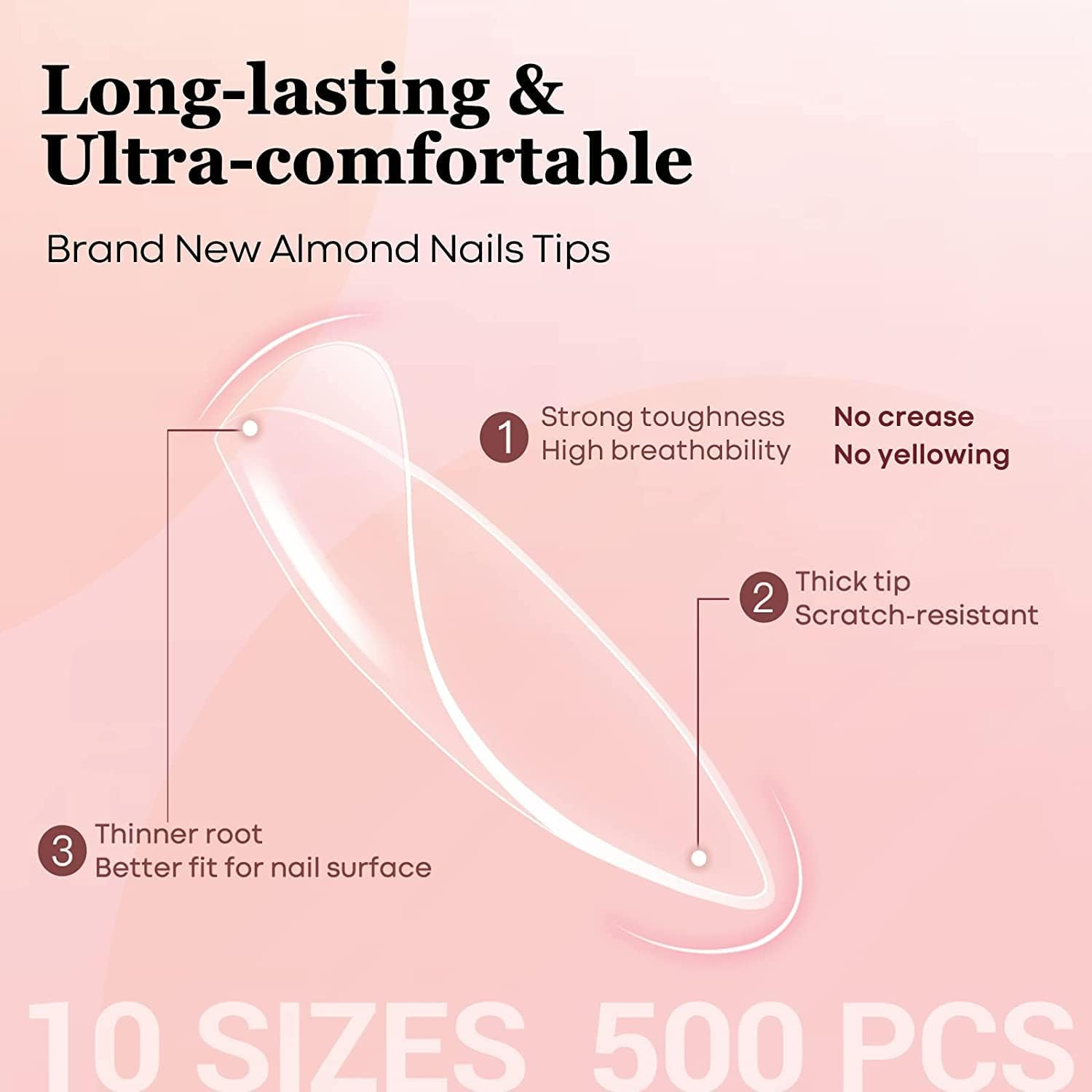 Modelones Gel X Nail Kit 500Pcs Almond Tips 4In1 Nail Glue Gel Nails Tips Portable UV/LED Lamp Salon Acrylic Nails Extension Set for Home Use - Long Coffin image number 6