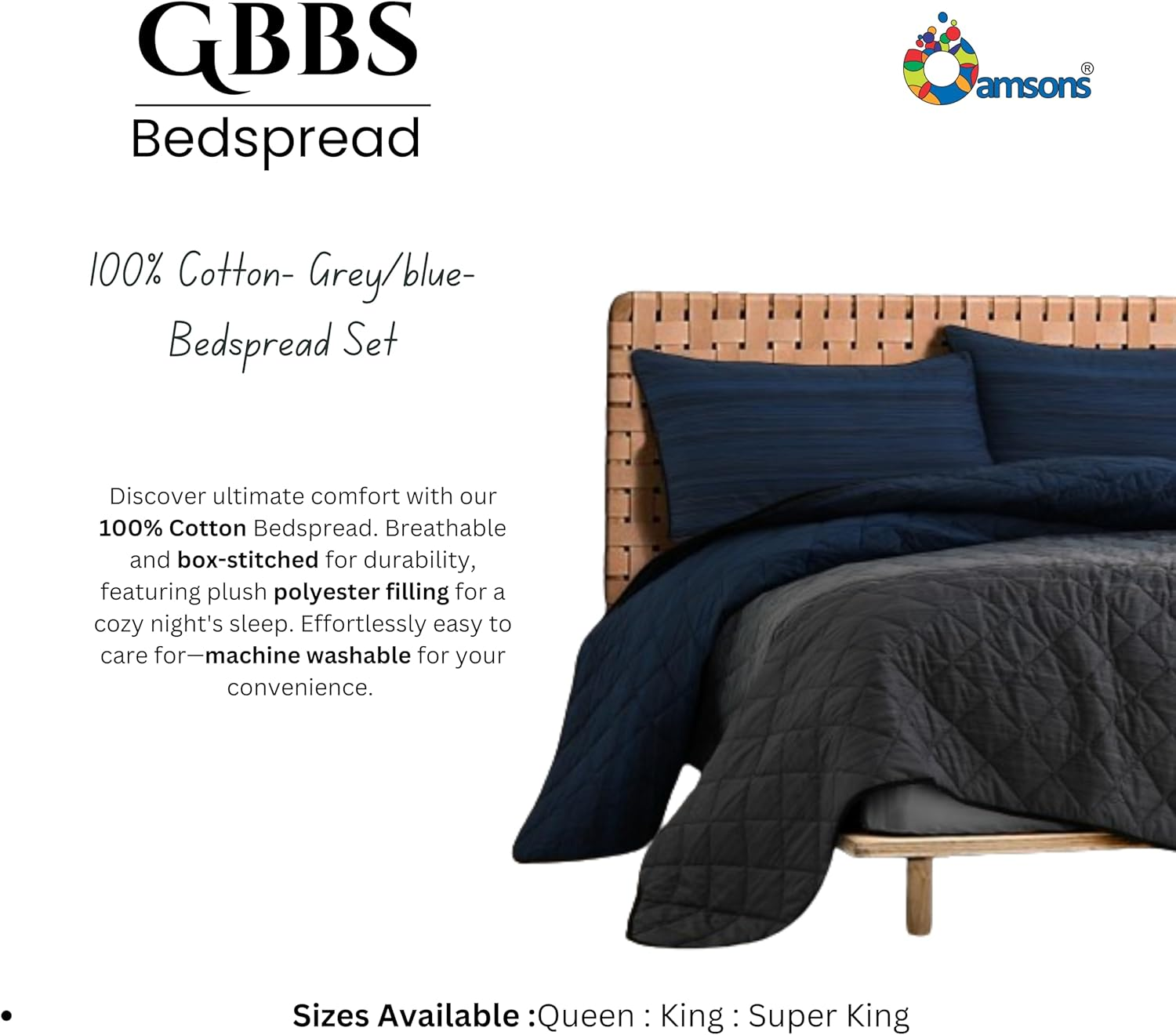 Bedding Comforter Sets &ndash; 100% Cotton Lightweight Summer Comforter Bed Set &ndash; Gbbscomforter with 2 Pillowcases - Comforter Set King Size - Coverlet and Bedspreads (3Pcs, King) image number 6