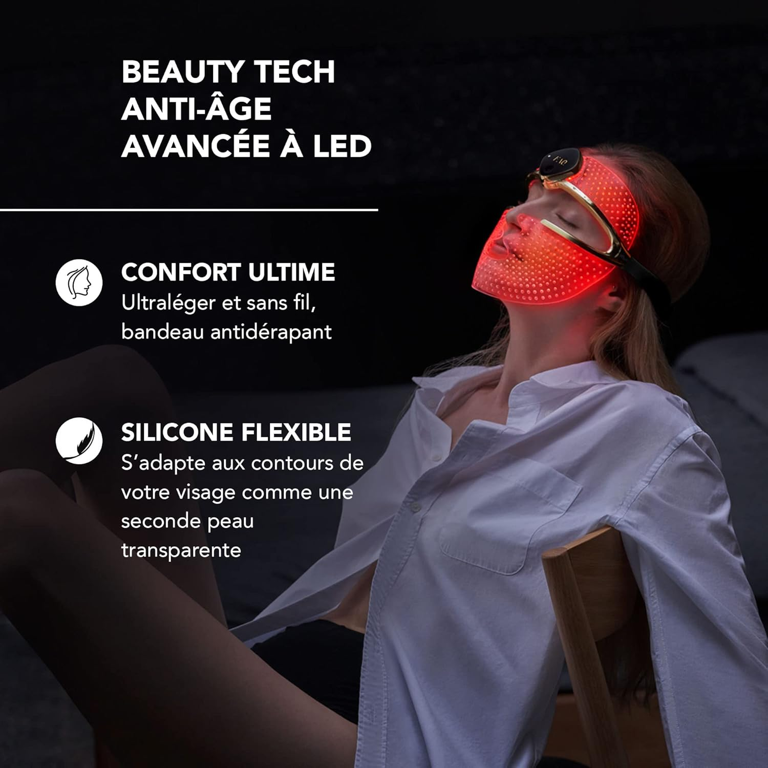 FAQ 202 Advanced NIR + 7 LED Lights Face Mask - for Spots & Mild Acne - Face Masks Skincare - Wireless Face Masks Beauty - 600 Glow Points - Wearable Skin Care image number 1