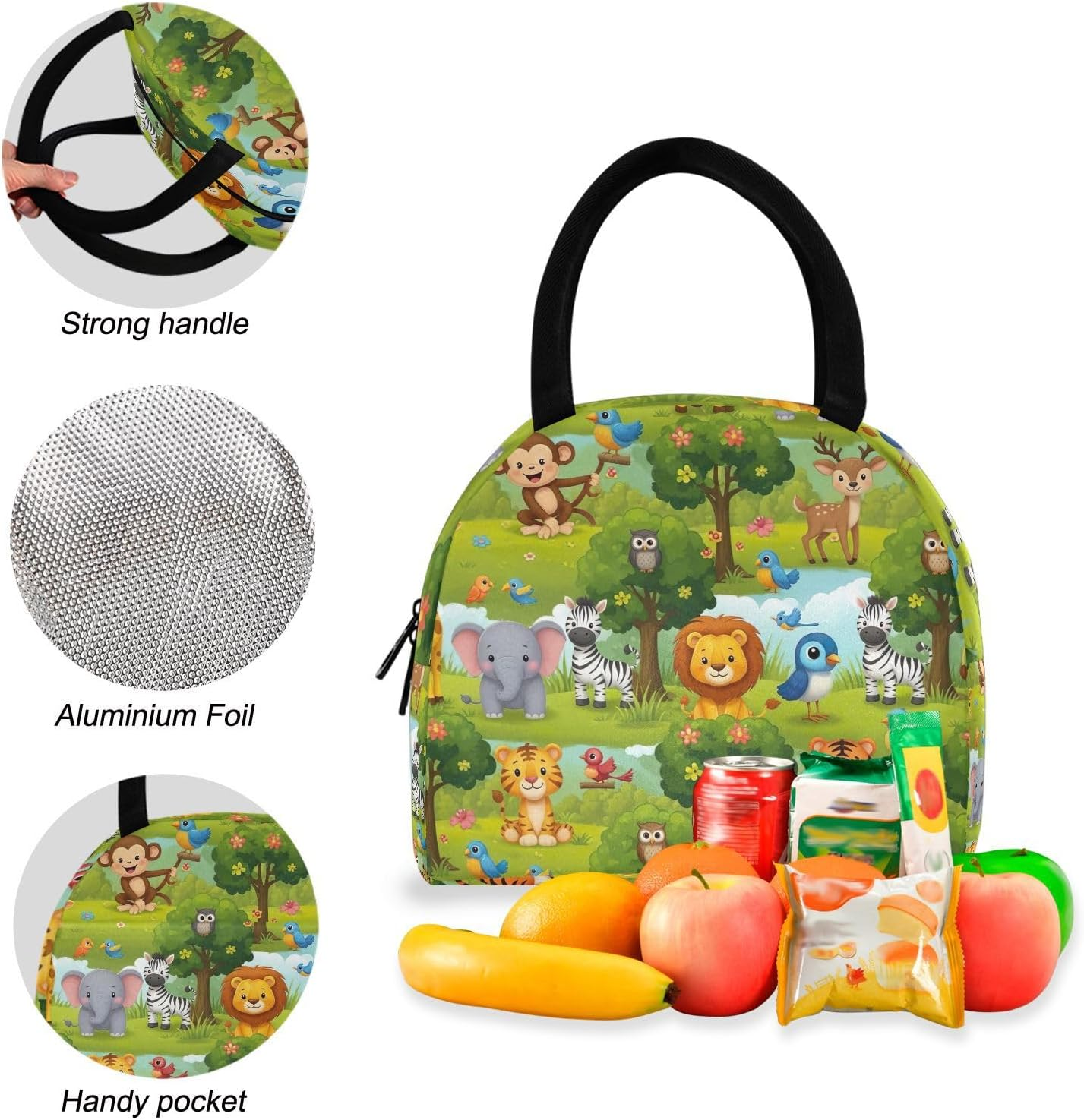 RPLIFE Backpack Lunch Box, Cute Cartoon Animals Giraffe Kids Backpacks with Lunch Bag, School Backpacks for Youth Travel and Daily Use image number 5