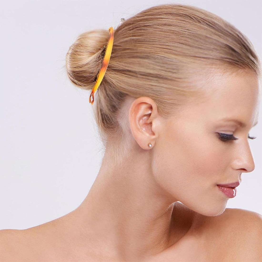 IBXWMNG Pack of 2 French Banana Clips Hair Comb Fishtail Hair Clip Combs Vintage Hair Clips round Banana Clips Flexible Ponytail Holder Clips Hair Styling Accessories for Women Girls image number 4