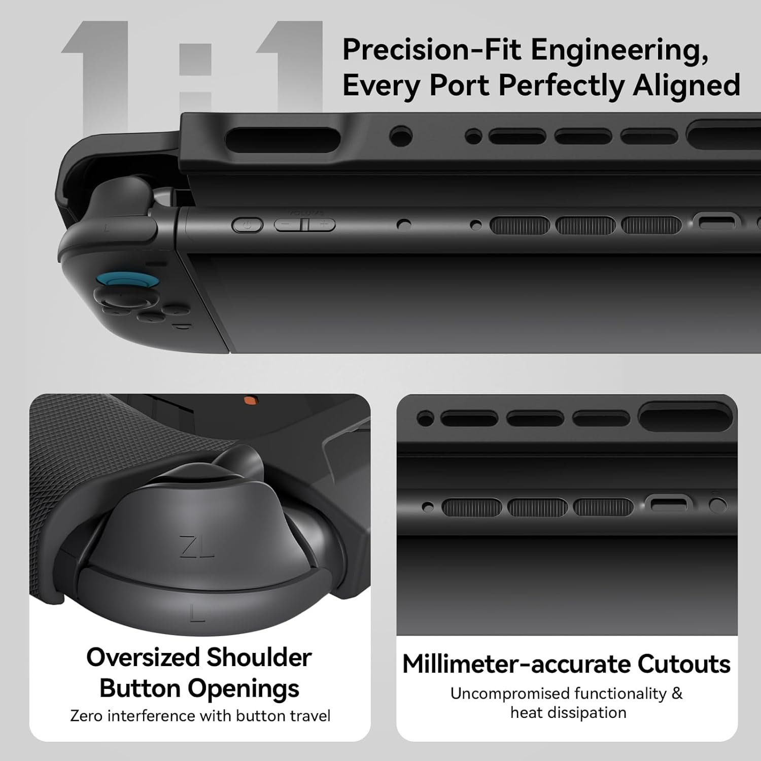 G.S.TAC Slim Hard Case Compatible with Switch 2 (2025), Anti-Scratch TPU Grip Protective Cover for Switch 2 with Hard Dust Cover, Black image number 5