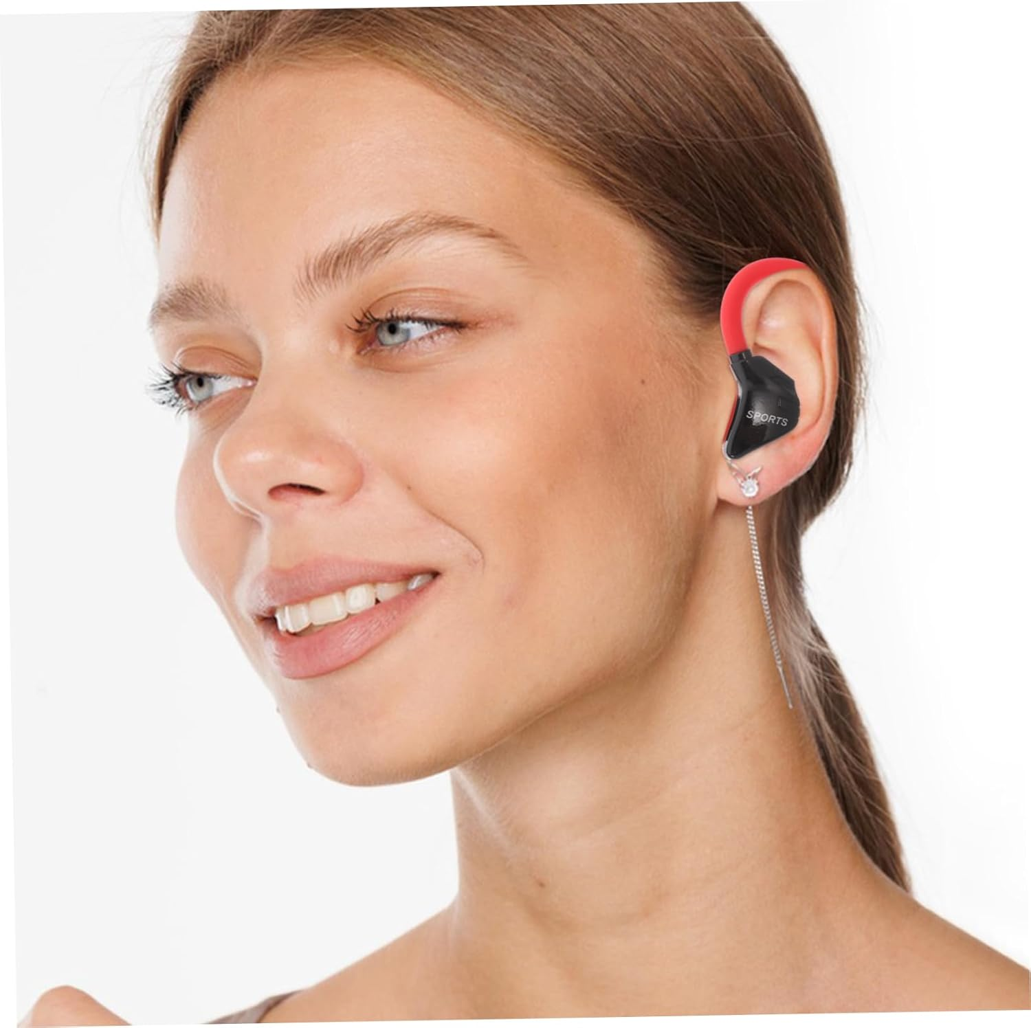 Operitacx Wired Sports Earphones with Inline Remote Control for Running and Outdoor Use, Lightweight Red Earbuds with Deep Bass, Compatible with Smartphones image number 3