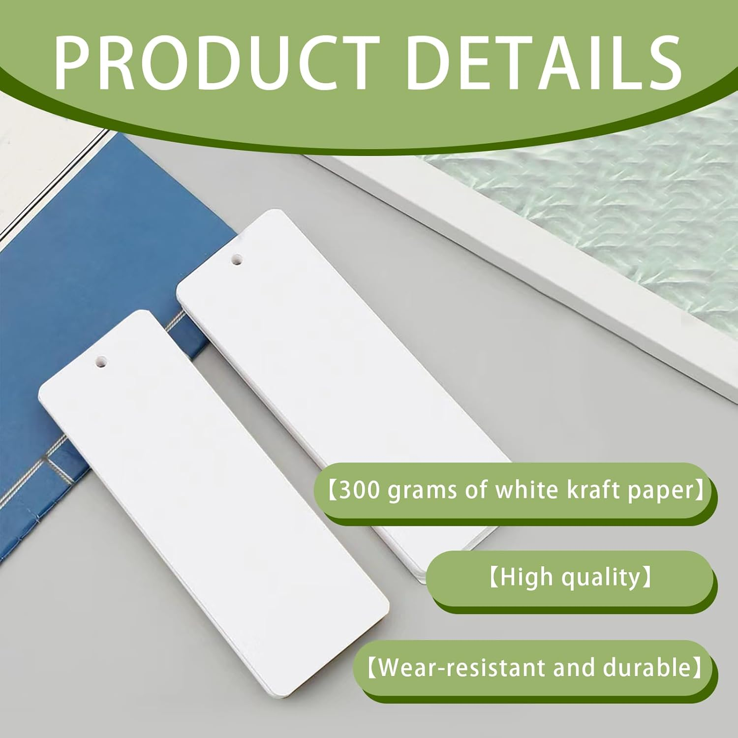 50 Sheets of Watercolour Paper 300 G, Bookmark Blank, Bookmark Paper, Natural White Watercolour Paper, Cold Pressed and Acid Free, for Painting and Crafts of Postcards, Notepads