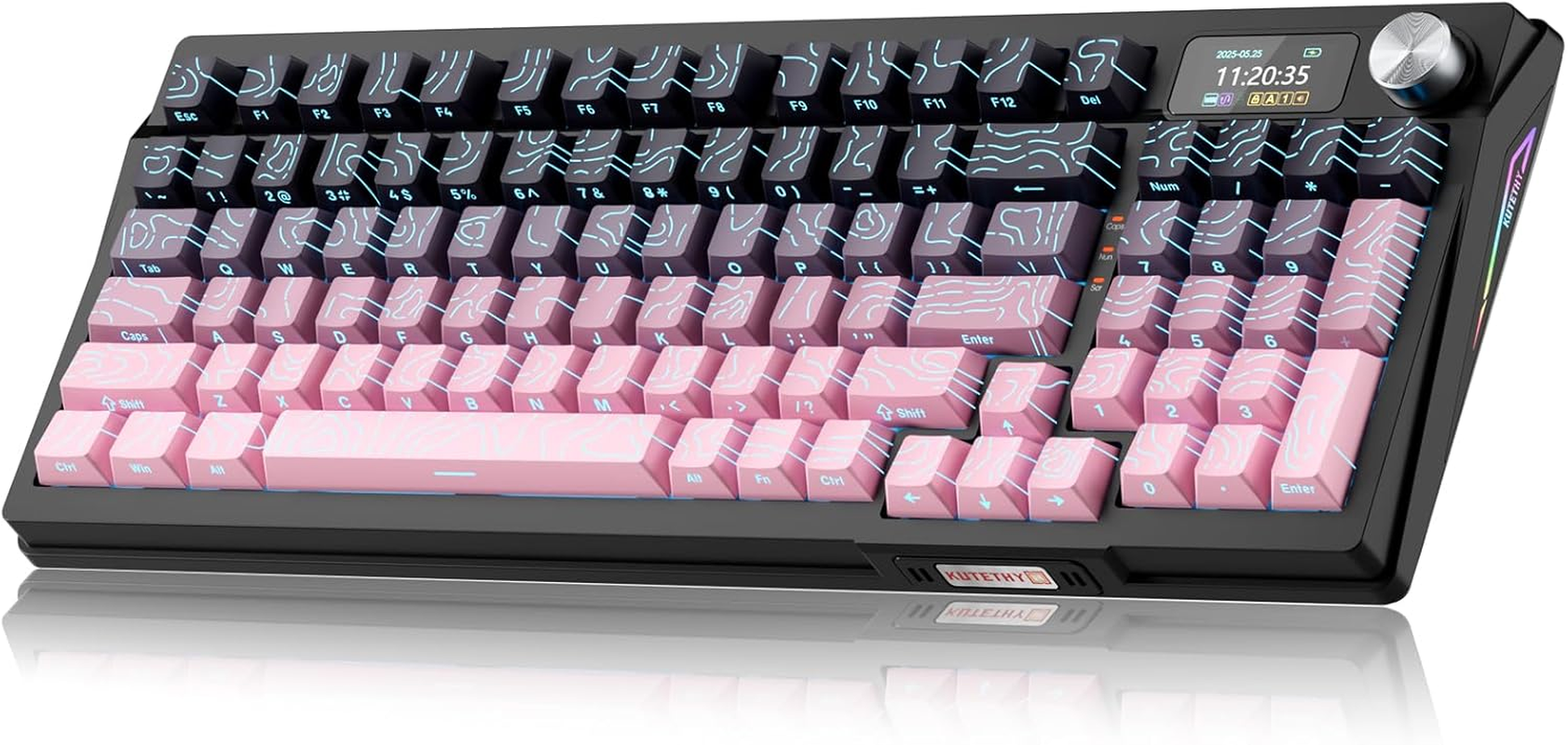 Kutethy Wireless Mechanical Keyboard,Pre-Lubed Switches,Gasket Structure,Tri-Mode Bt/2.4Ghz/Usb-C Hot Swappable,Gradient Topographic Keycaps,Rgb Backlit Gaming Keyboard(Kailh Box Chocolate Switch) image number 3