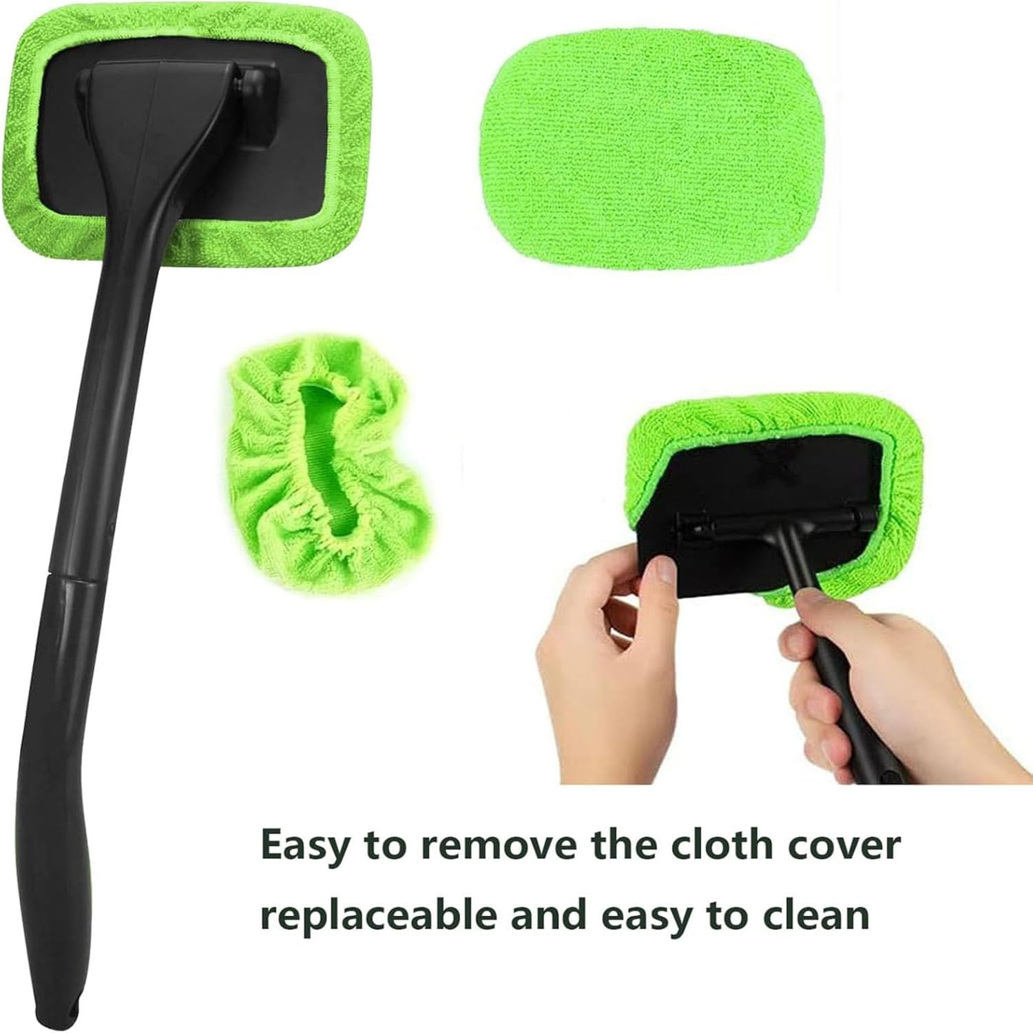 Car Windshield Cleaning Tool, Upgraded Windshield Cleaner with 5 Washable and Reusable Microfiber Pads and Extendable Handle for Auto Glass Wiper image number 3