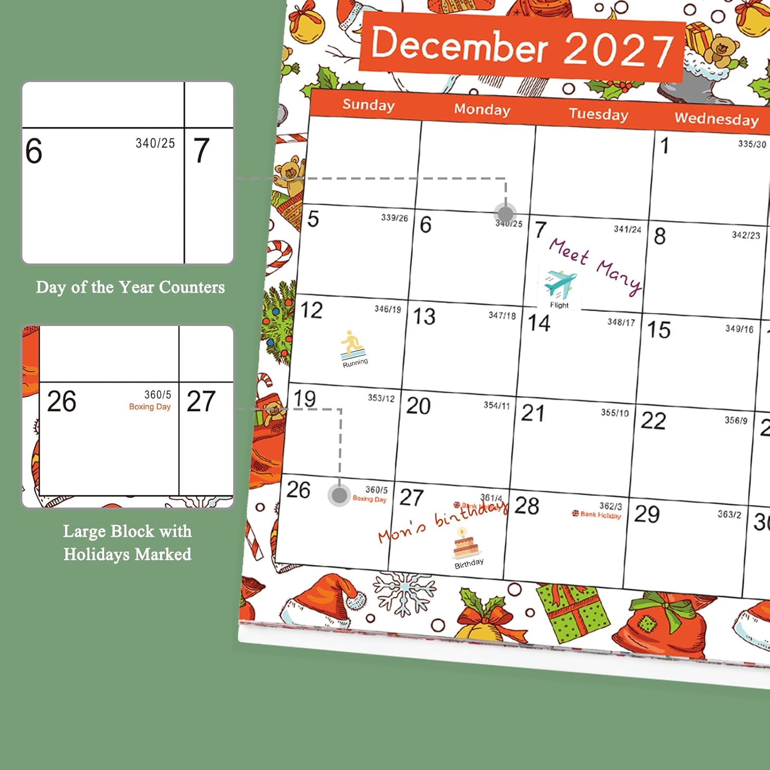 Desk Calendar 2026-2027, Monthly Desktop Calendar(Jan. 2026 - Jun. 2027, 10" X 8.25"), Standing Flip Calendar with Thick Paper, Academic Year Standing Desk Calendar with Planner Stickers image number 4