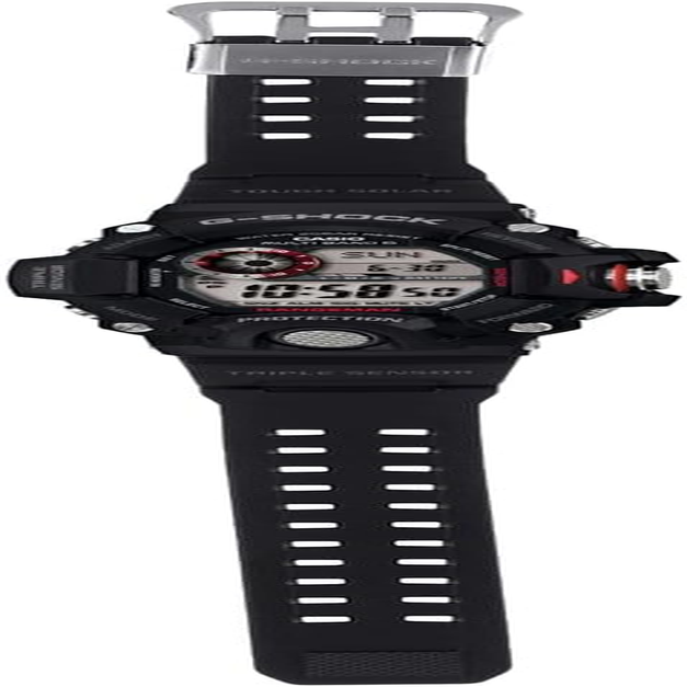 Casio Men'S G-Shock Rangeman Triple Sensor Direction Solar Power Watch, Black Dial, Black Band