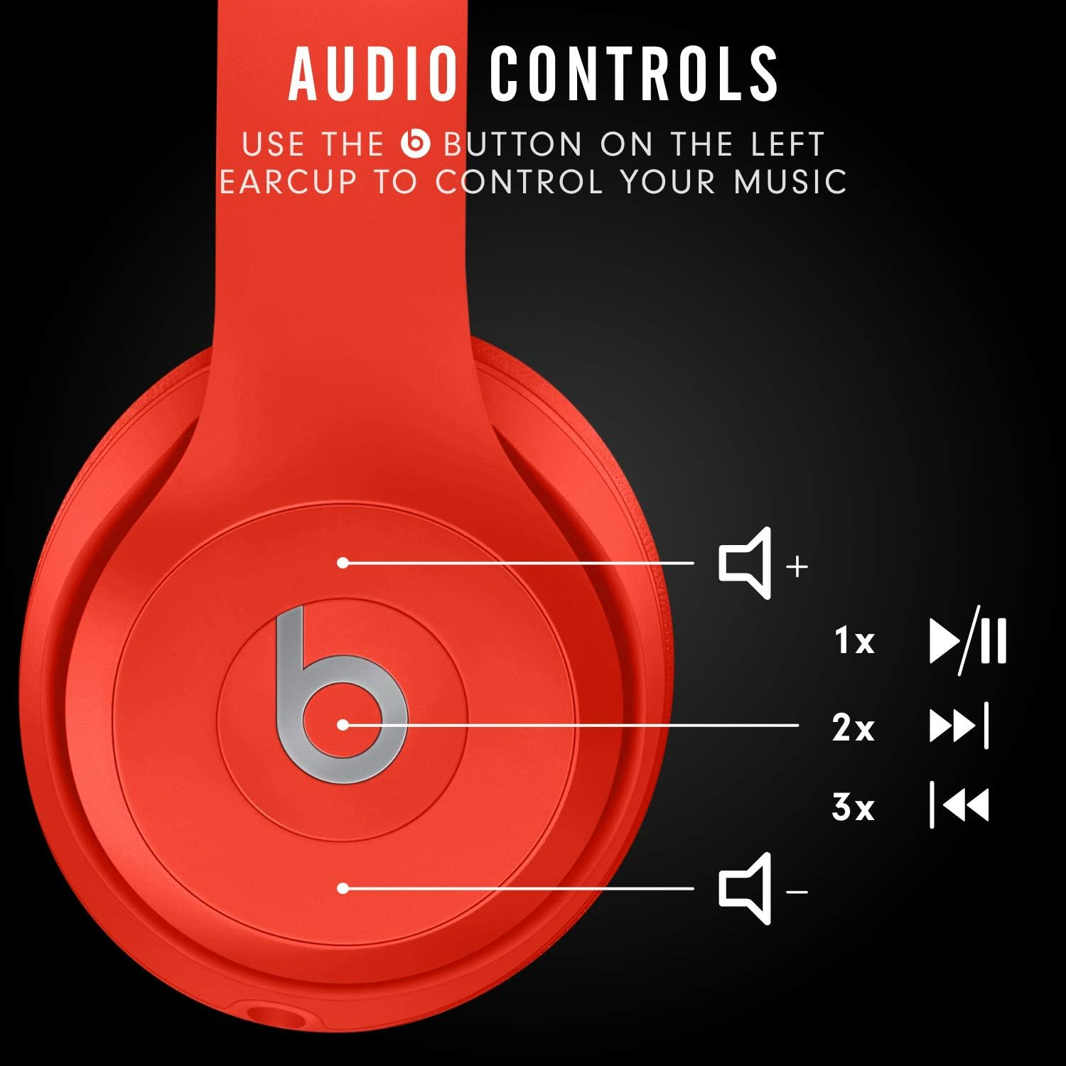 Beats Solo3 Wireless On-Ear Headphones - Apple W1 Headphone Chip, Class 1 Bluetooth, 40 Hours of Listening Time - Red (Latest Model) image number 4