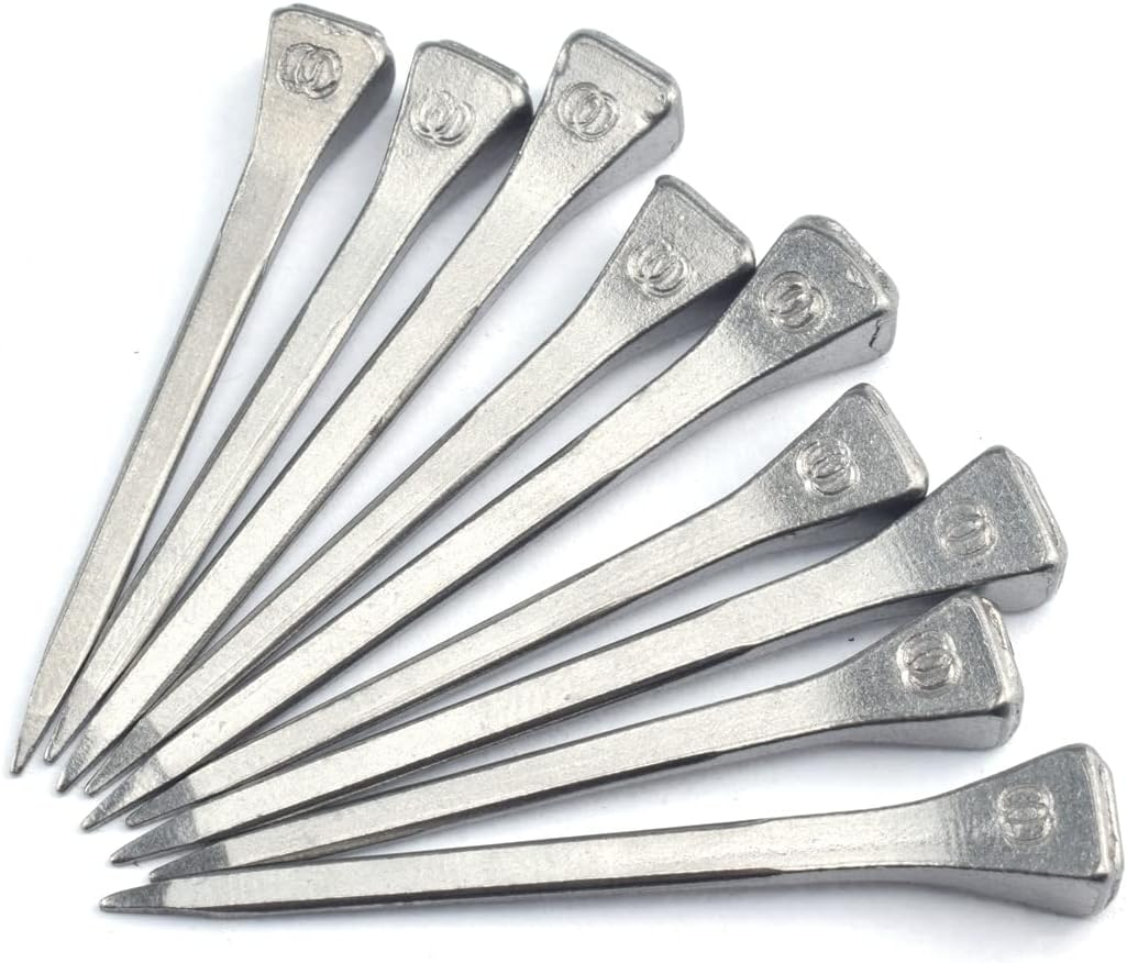 Aifeier ET Stainless Steel Horseshoe Nails Horse Hoof Nails Fix Lead and Glass Stop Blocks for Horse Racing Training Riding Equestrian Sporting, 20X1.77 Inch & 20X2 Inch