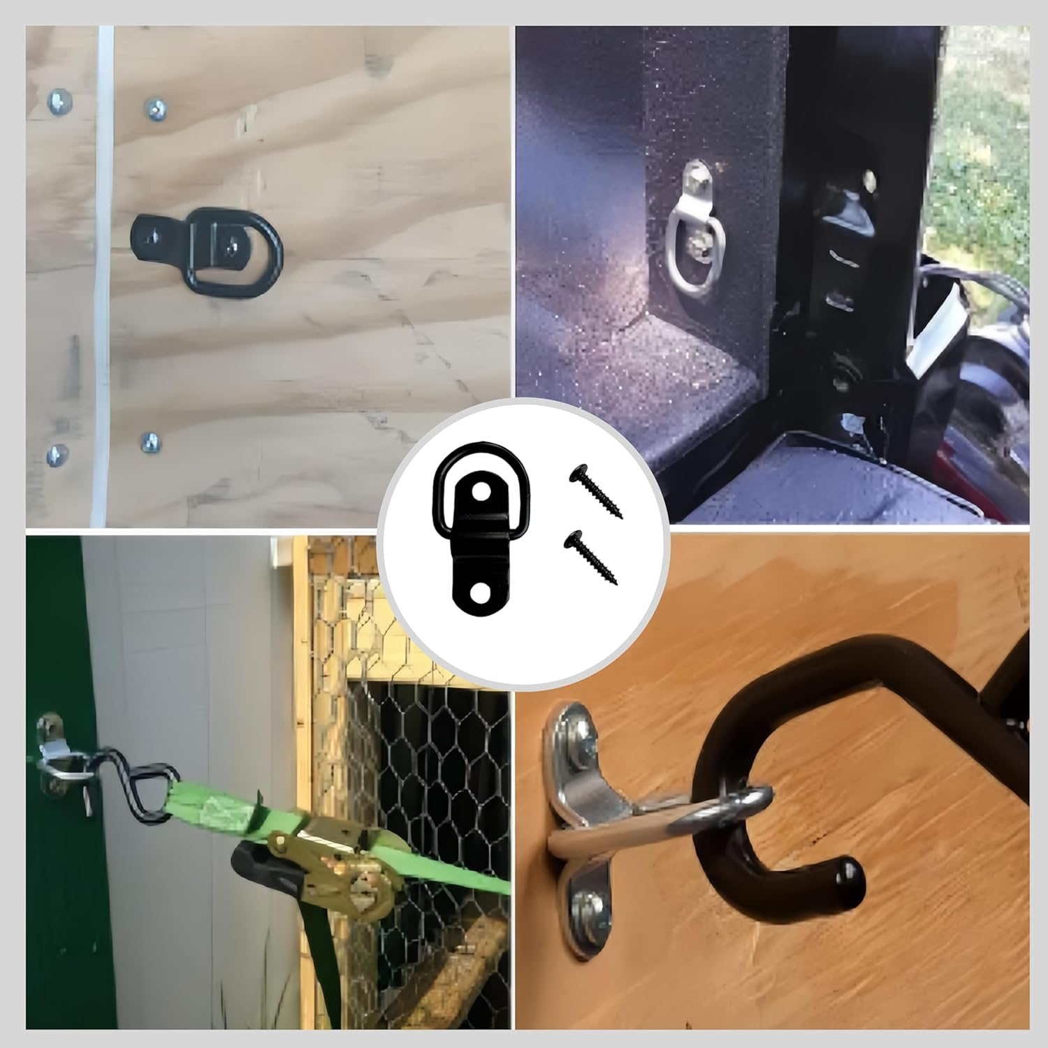 6PCS Stainless Steel D Rings Tie down Anchors,1/4" D Lashing Ring Cargo Tie down Anchors,For Trailer Truck Bed Bracket Enclosed Points Pickup Camper Surface Mount D-Ring Heavy Duty image number 3