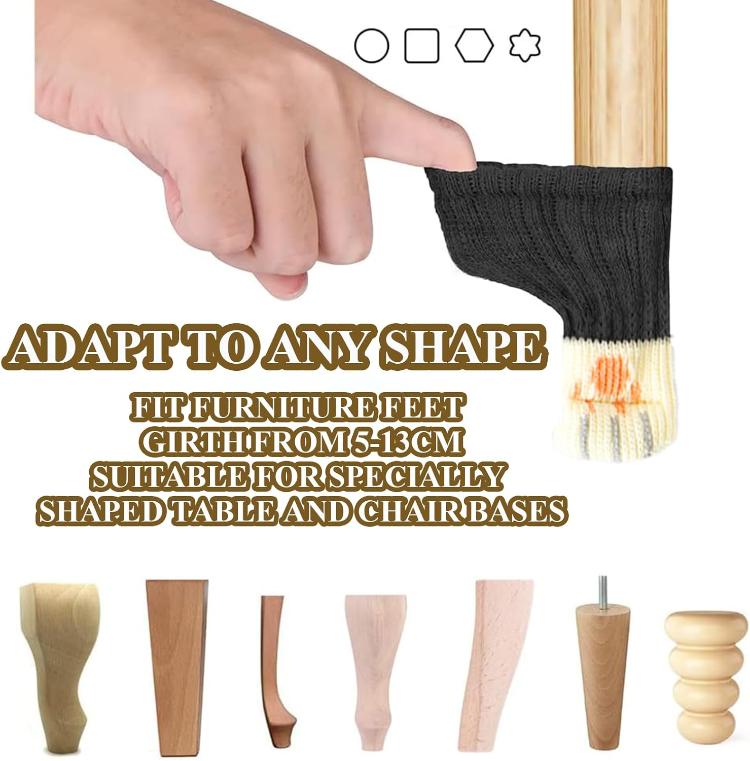 KASESSS 24Pieces Knitted Chair Socks, High Elastic Chair Leg Floor Protectors, Anti-Noise Chair Leg Feet Socks, Cute Cat Table Leg Floor Protectors, Chair Leg Covers Fit Square round Table Chair Leg