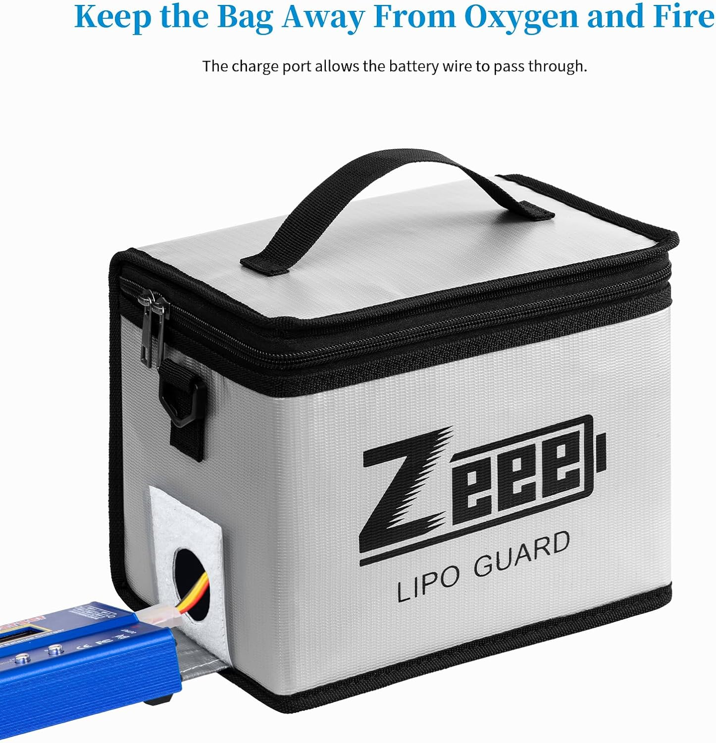 Zeee Lipo Safe Bag Fireproof Explosionproof Bag Large Capacity Lipo Battery Storage Guard Safe Pouch for Charge & Storage(8.46 X 6.5 X 5.71In) image number 2