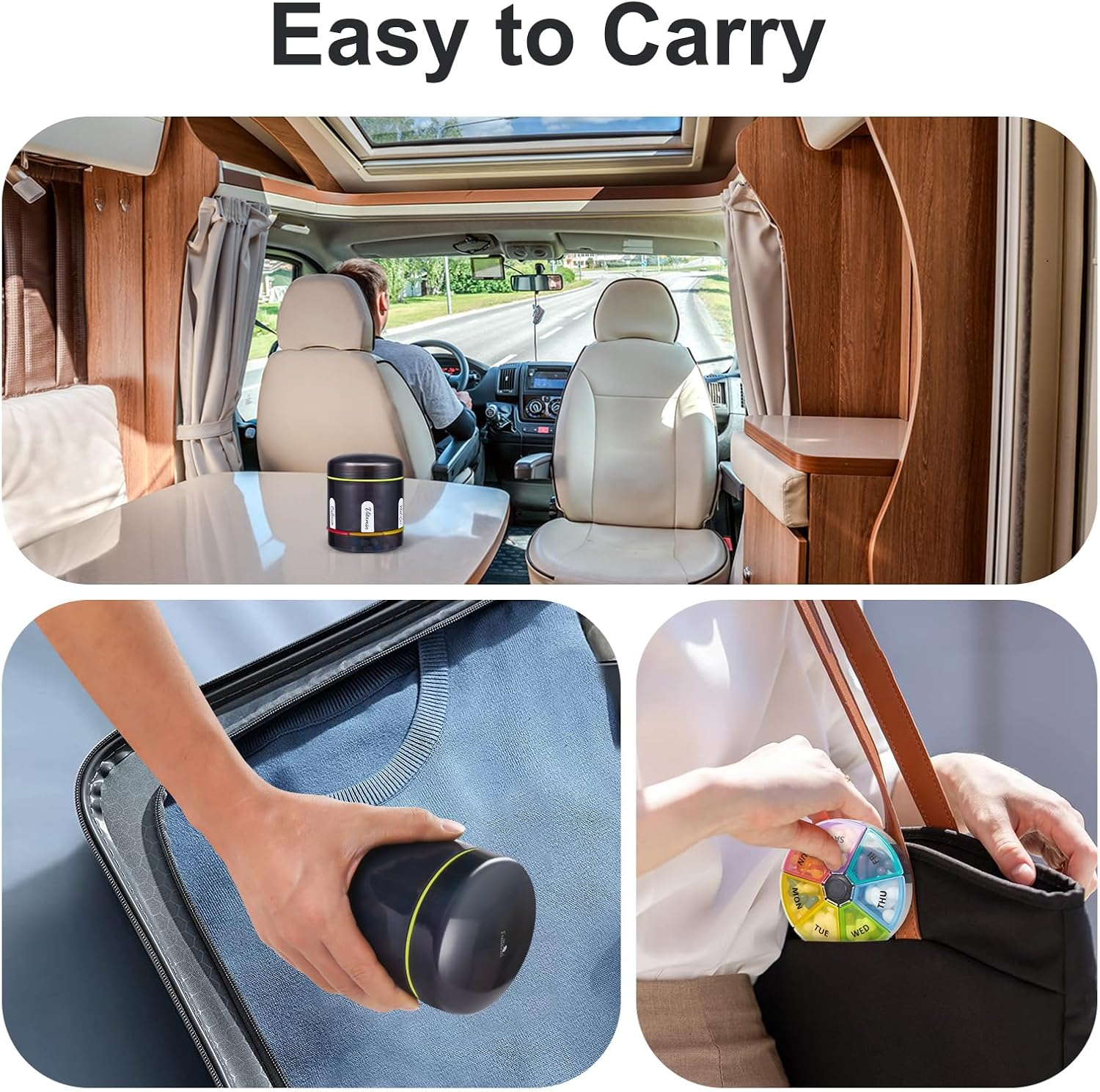 Fullicon Detachable Travel Pill Organiser, Moisture Proof 7 Day Extra Large Pill Box Organizer, Spill Proof Pill Case, Secure Medicine Organizer, Portable Pill Dispenser (Black) image number 6