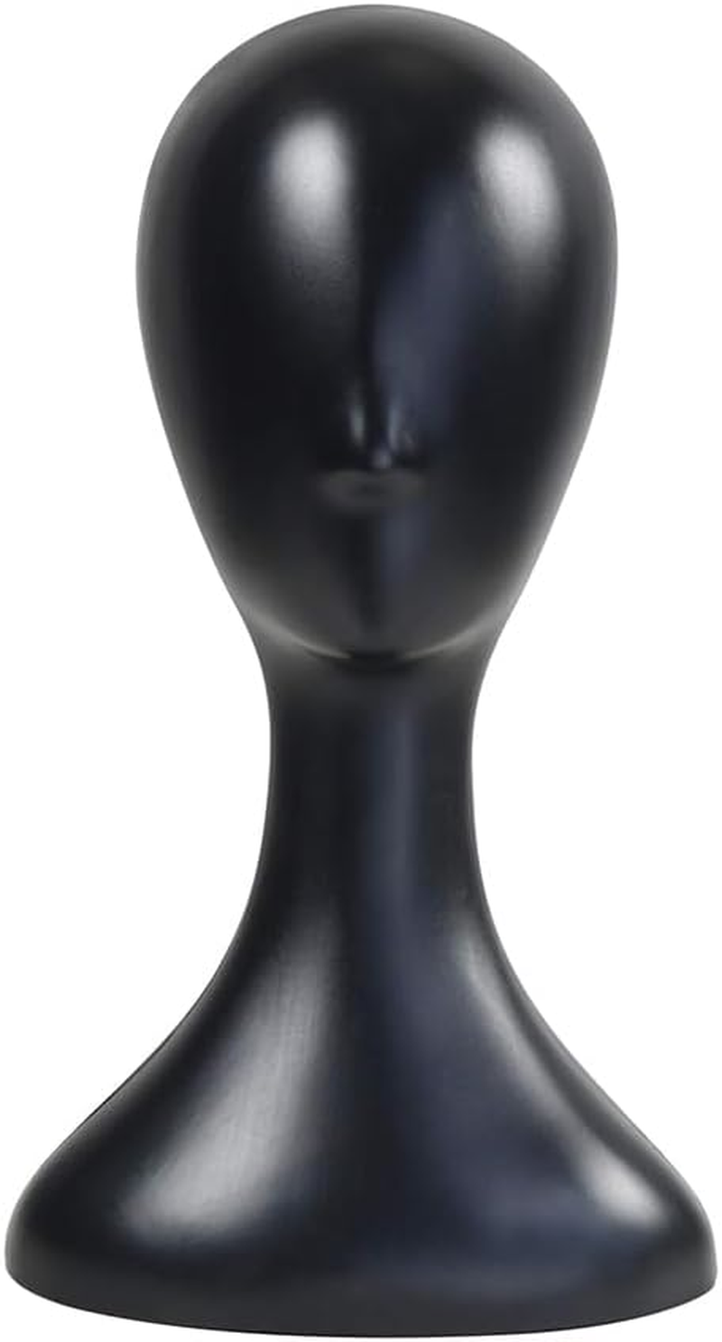 Baluue Head Model Foam, Plastic Mannequin for Wig Hat Scarf, Lightweight Manikin Head for Female Foam Head Display Stand, Black image number 5