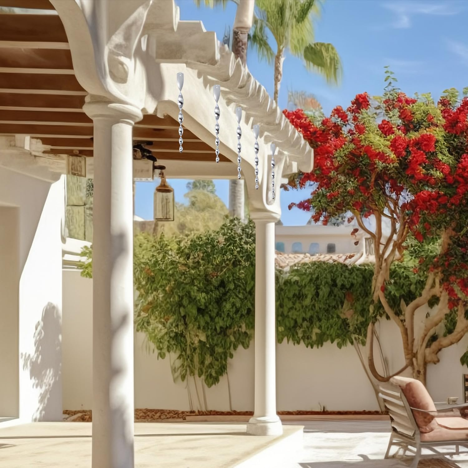 Bird Wind Twisting Scare Rods Reflective Ornamental Spiral Device (12") (Set of 12) image number 5