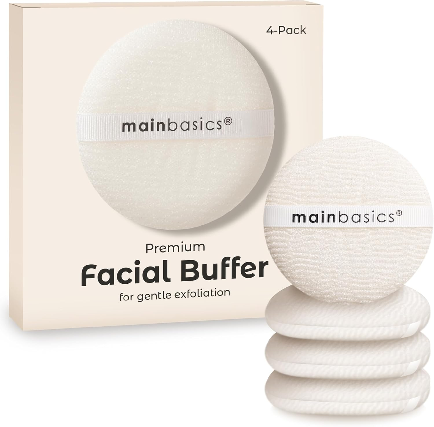 Mainbasics Face Scrubber Exfoliator Pads (4-Pack) - Exfoliating Facial Cleansing Buffing Sponge image number 3