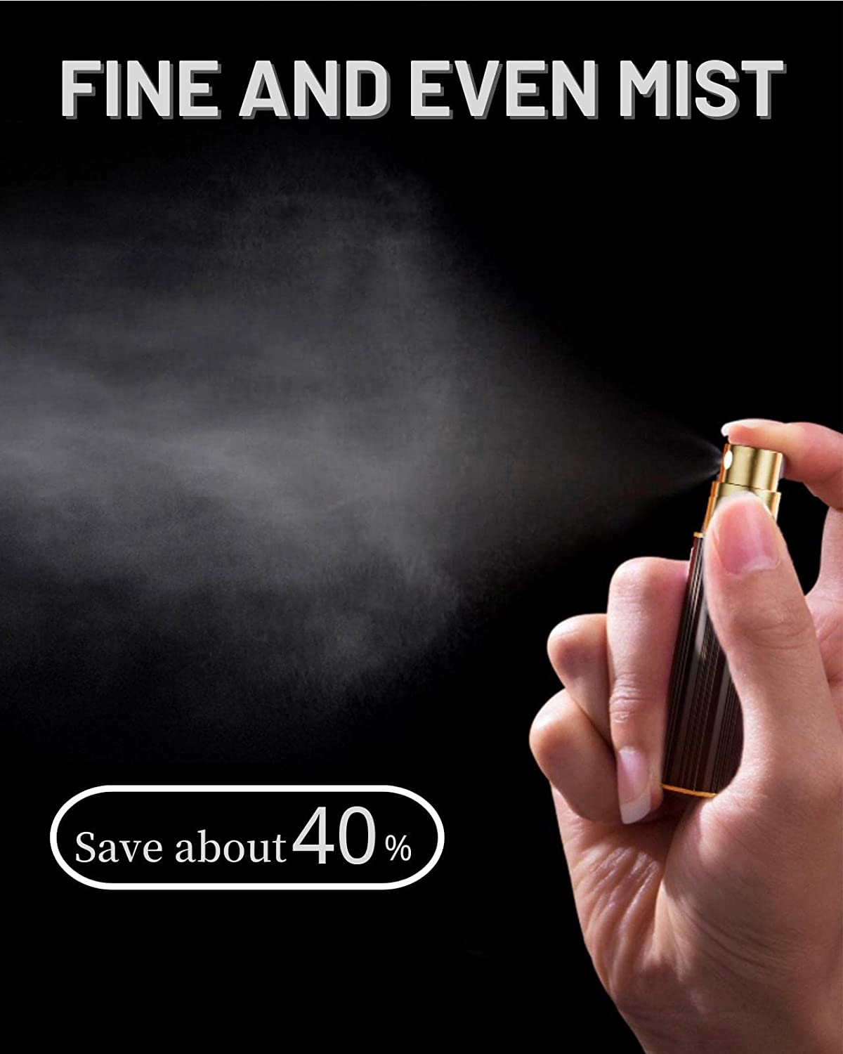 BRARIOS Perfume Atomizer Portable Refillable - 10Ml Travel Spray Bottle Nano Mist Bottom-Filling Mini Atomiser Pocket Size Cologne Dispenser for Women and Men (Silver, 10Ml)