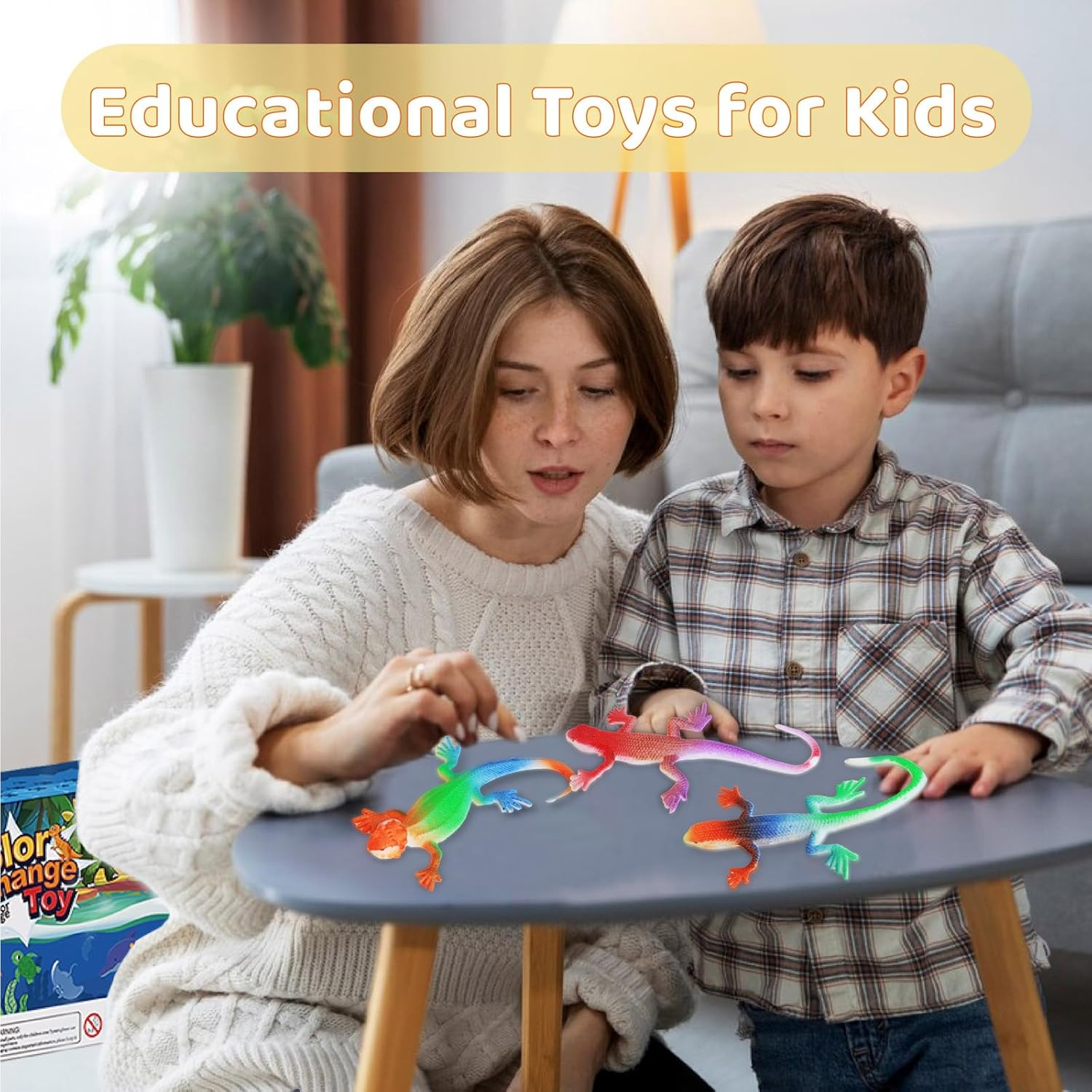 Lizard Series -16Pcs Temperature Color Changing Bath Toys,Water Table Toy for Easter Egg Fillers,Goodie Bags Fillers,Themed Party,Classroom Rewards,Carnival Prize, for Kids 3+ image number 1