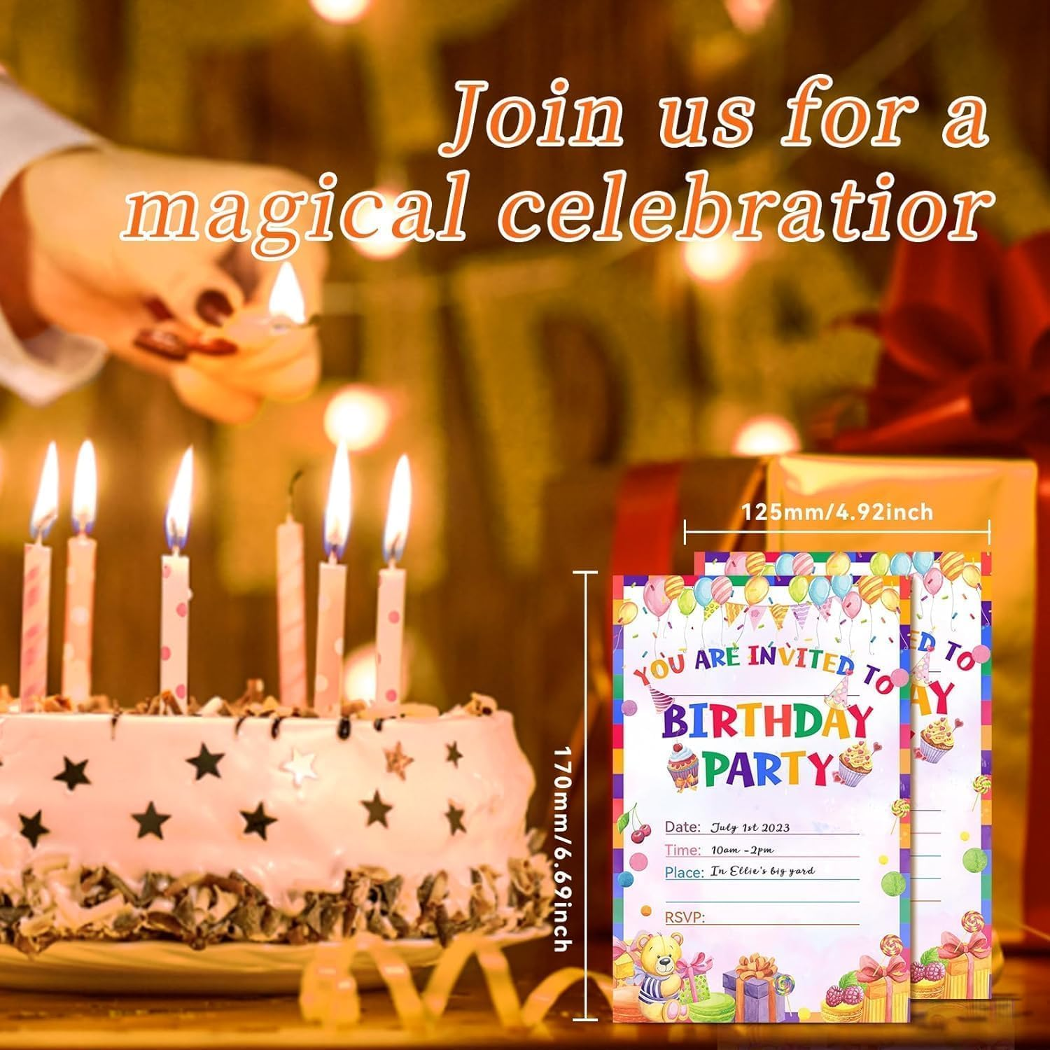 30 Birthday Invitation Cards,Party Invitation Card, Uniquely Designed Birthday Cards for Children,Men, Women and Kids (Yellow) - Black image number 2