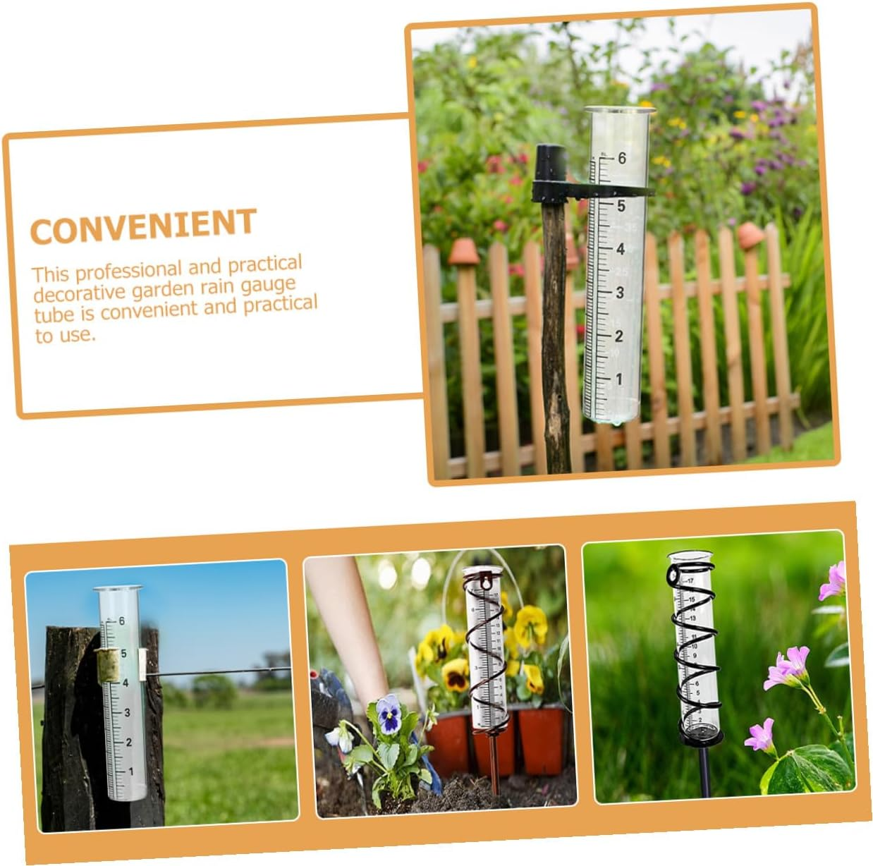 Bestonzon 4Pcs Glass Rain Gauge Tubes with Graduated Scale Outdoor Home Rain Measurer for Garden Lawn Patio Precipitation Measurement image number 3