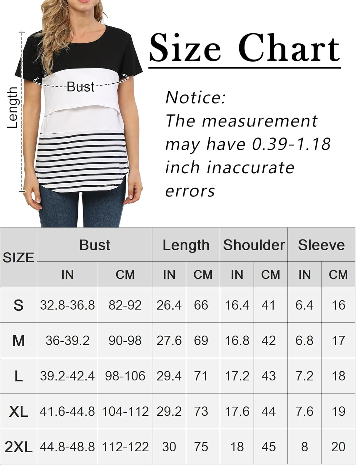 KEOYA Women'S Maternity Nursing Tops Double Layer Shirt for Breastfeeding Color Block Tee Shirt image number 6