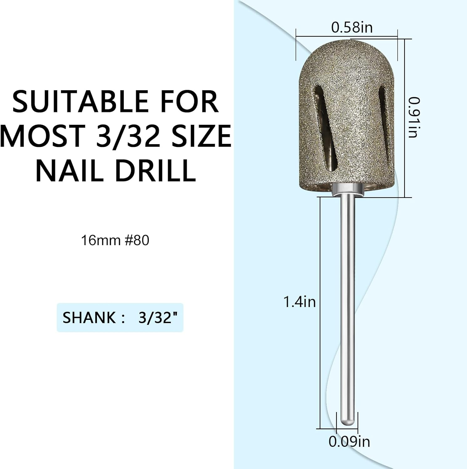 C12Rtive Pedicure Drill Bit,16Mm Diameter 180Grit Diamond Carbide Foot Nail Drill Bit Pedicure Foot Calluses Sanding Polishing Head for Cracked Skin Corns Callus Removal for Home Salon & DIY image number 2