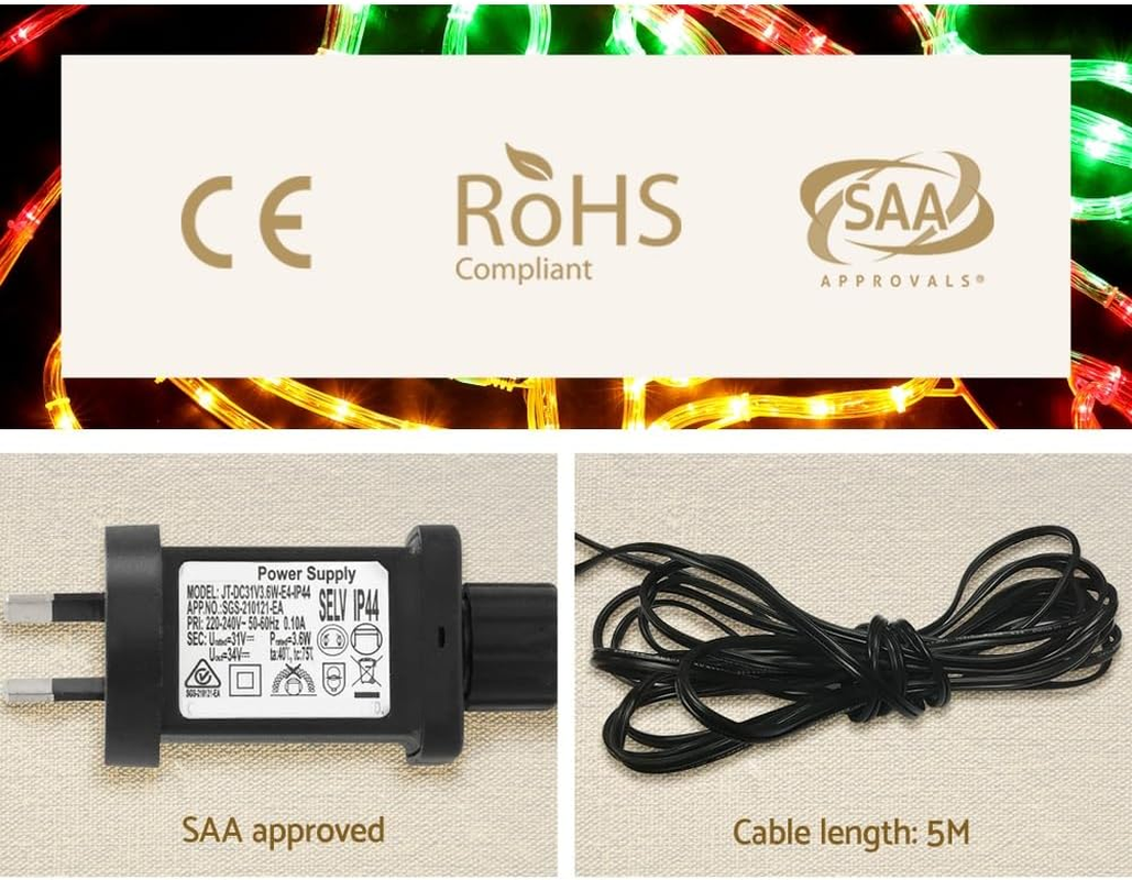 Jingle Jollys Christmas Lights Cold White LED String Light, Indoor Outdoor Decorations, 76Cm Long 216 Bulbs Fairy Bell Water Resistant for Home Indoor Wedding Party Festival Decor image number 5