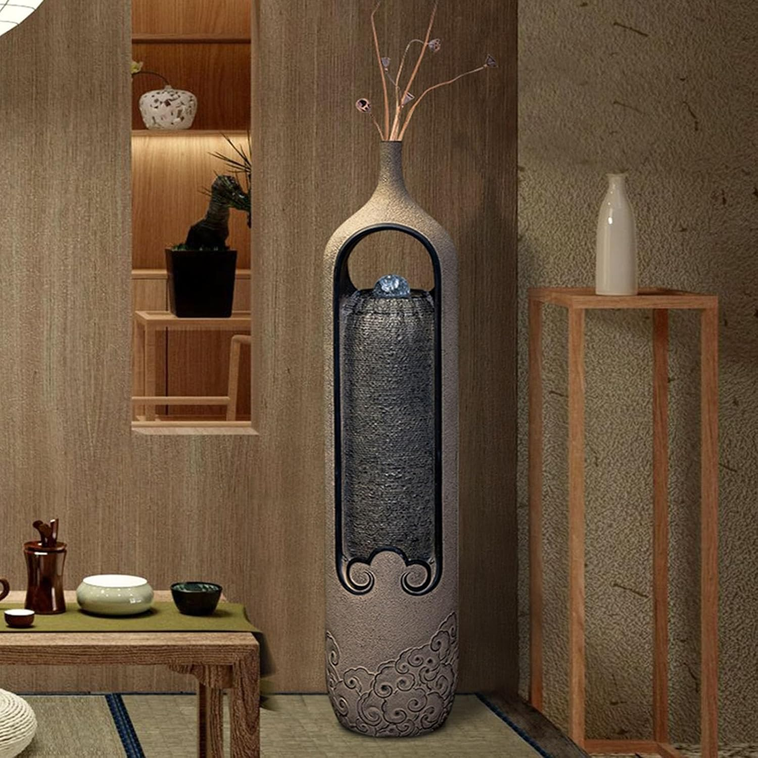 Outdoor Fountain New Chinese Outdoor Fountains and Waterfalls Freestanding Fountain Indoor Fountain-Ball with LED Light for Garden Patio Backyard Porch Balcony Home image number 1