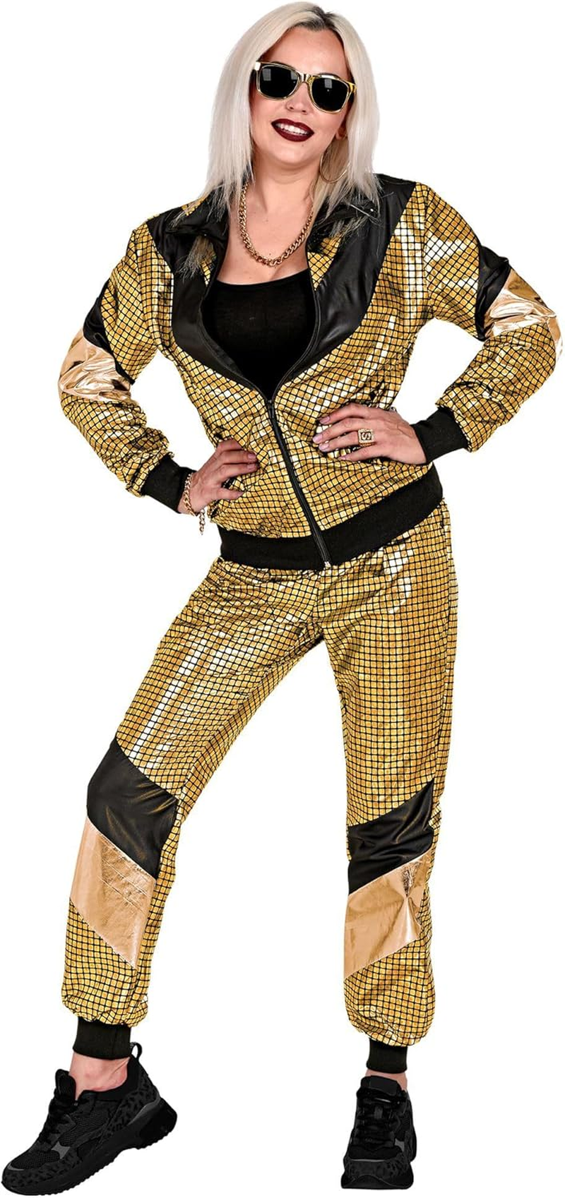 Widmann 21963 80 Years Costume Tracksuit, Gold, Black, L