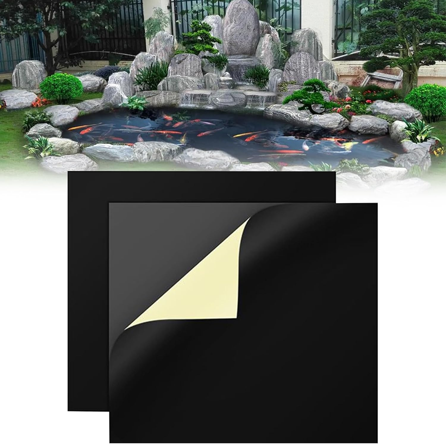 Pond Liner Repair Kit | Garden Pond Patch Cover Repair Seam - Flexible Waterproof Sealing Tape 8 X 8 Inch, Peel and Stick Seam Kit for Roof Pool Gutter Outdoor image number 6