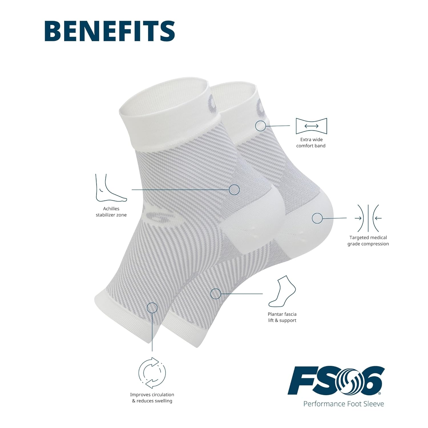 Os1St Unisex Fs6 Sports Compression Foot Sleeve Black
