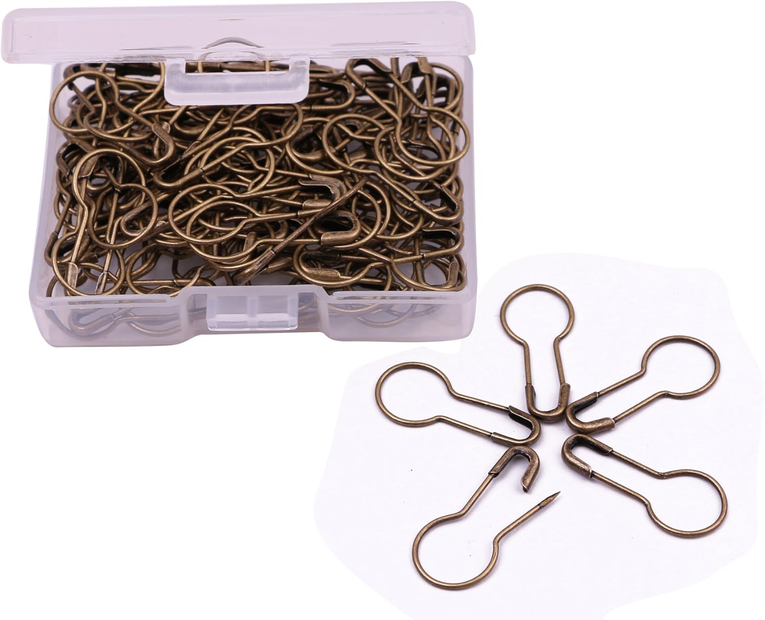 Shapenty 21Mm/0.8 Inch Small Metal Gourd Safety Pins Bulb Guard Calabash Quilting Sewing Pin Bead Needles for DIY Craft Home Accessories, 120PCS (Bronze)