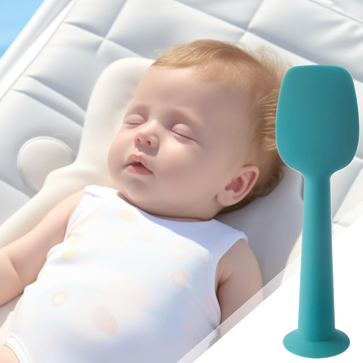 Baby Diaper Cream Spatula &ndash; Soft Silicone Rash Cream Applicator | Flexible Balm Tool for Travel, Daycare, Nursery, Bath Time, and Gentle Baby Skincare Application - Blue image number 7