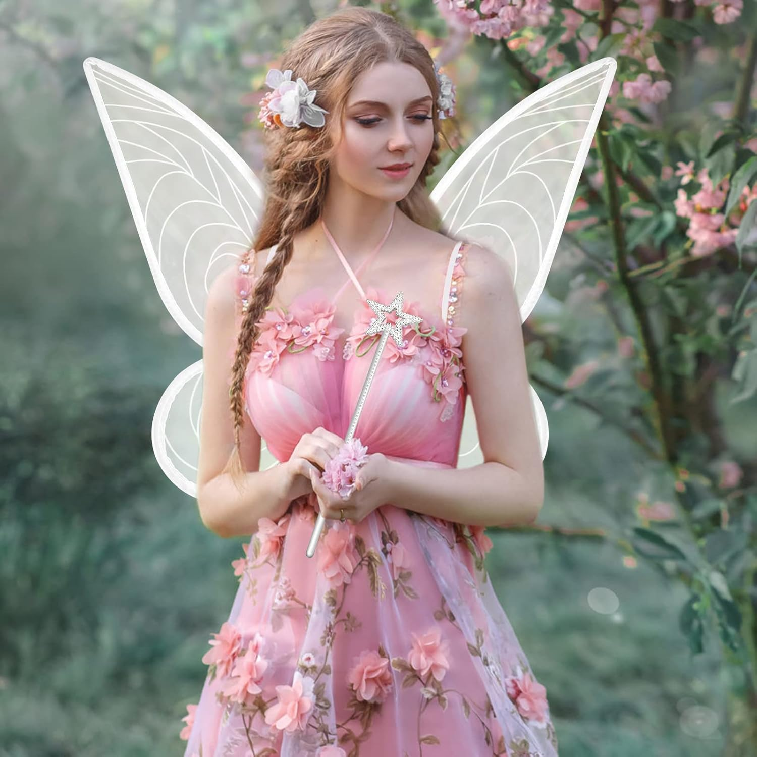 Poptrend Fairy Wings for Adults, Butterfly Wings for Girls Fairy Party Halloween Sparkle Angel Wings Dress up Favor image number 1