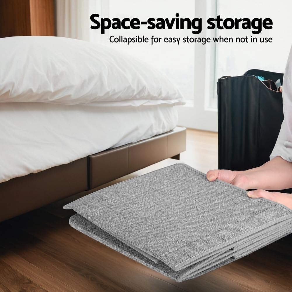 Keezi Large Toy Box Chest Storage with Flip-Top Lid Foldable Organizer Bins Grey - Black image number 6