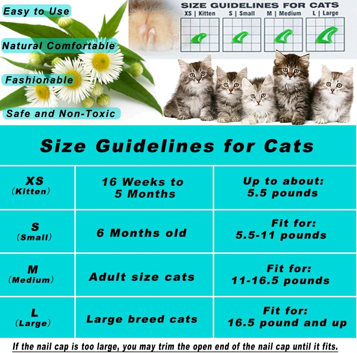 VICTHY 120Pcs Cat Nail Caps, Colorful Pet Cat Soft Claws Nail Covers for Cat Claws with Adhesive and Applicators Medium