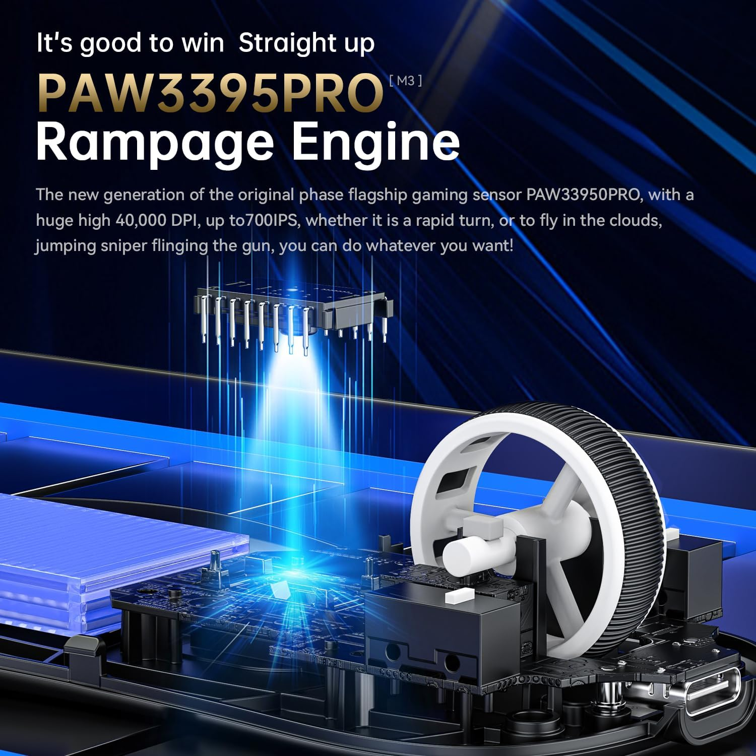 MANBASNAKE &times; Attack Shark M3 Wireless Gaming Mouse, 39G Ultra-Lightweight Bt/2.4Ghz/Wired Computer Mouse, PAW3395PRO 40K DPI Optical Sensor, Programmable Mice for Pc/Win/Mac (Black) image number 3