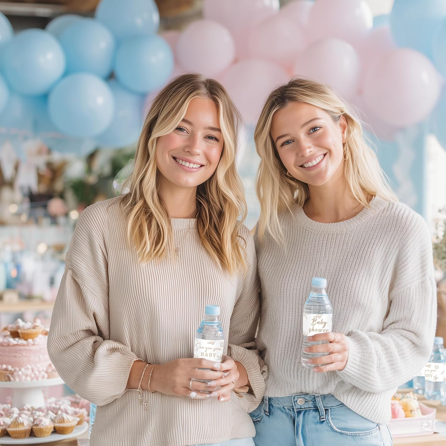 28Pcs Sea You Soon Baby Shower Water Bottle Labels Waterproof Ocean Animals Water Bottle Wrapper Stickers for Sea You Soon Baby Shower Gender Reveal Decor Party Supplies image number 6