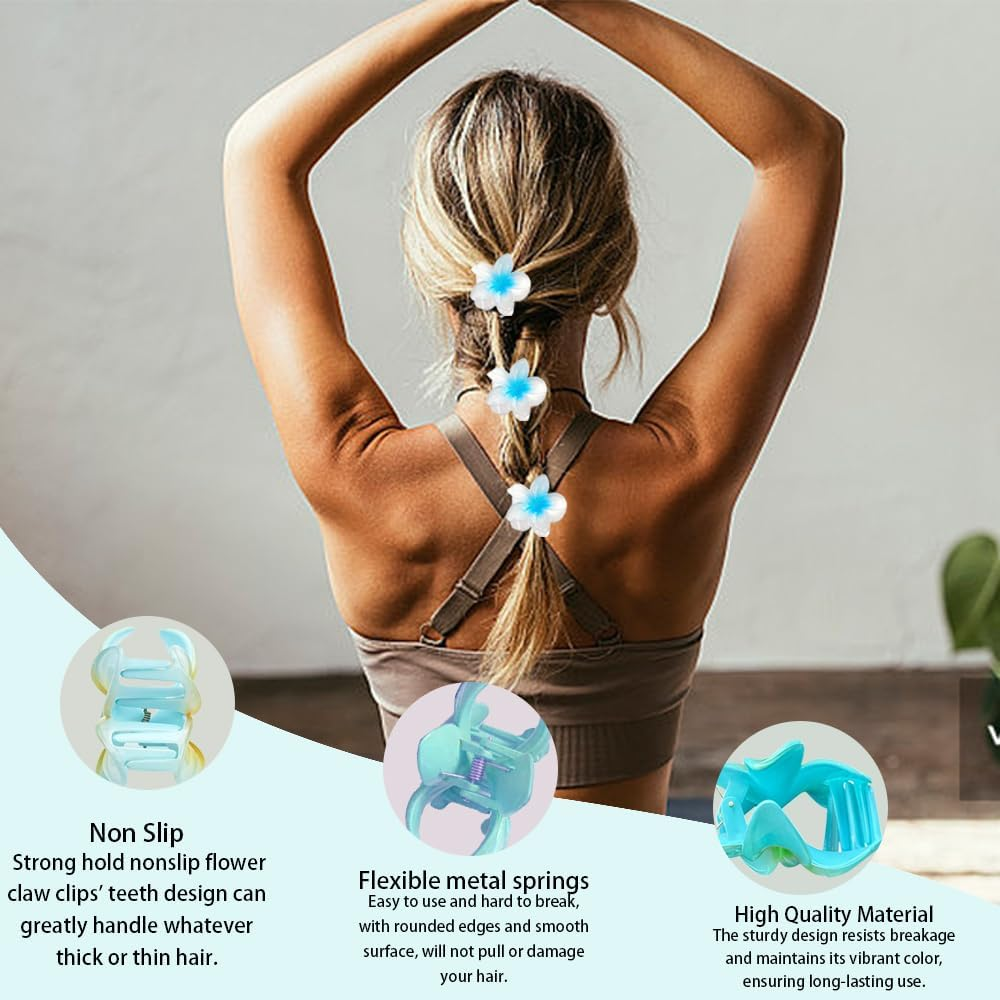 YFTRFR Pack of 7 Flower Hair Clips, Non-Slip Hawaiian Hair Clip, Large Flower Hair Clip, Plastic Hair Clips, Acrylic Accessories in Petal Design, Can Be Used on Hair Styling Accessories image number 4