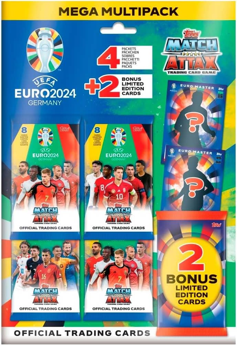 Topps Official Euro 2024 Match Attax - Full Box - 36 Packets of EURO 2024 Match Attax (288 Cards). Ultra-Rare Cristiano Ronaldo Career Celebration to Be Found inside Lucky Boxes.