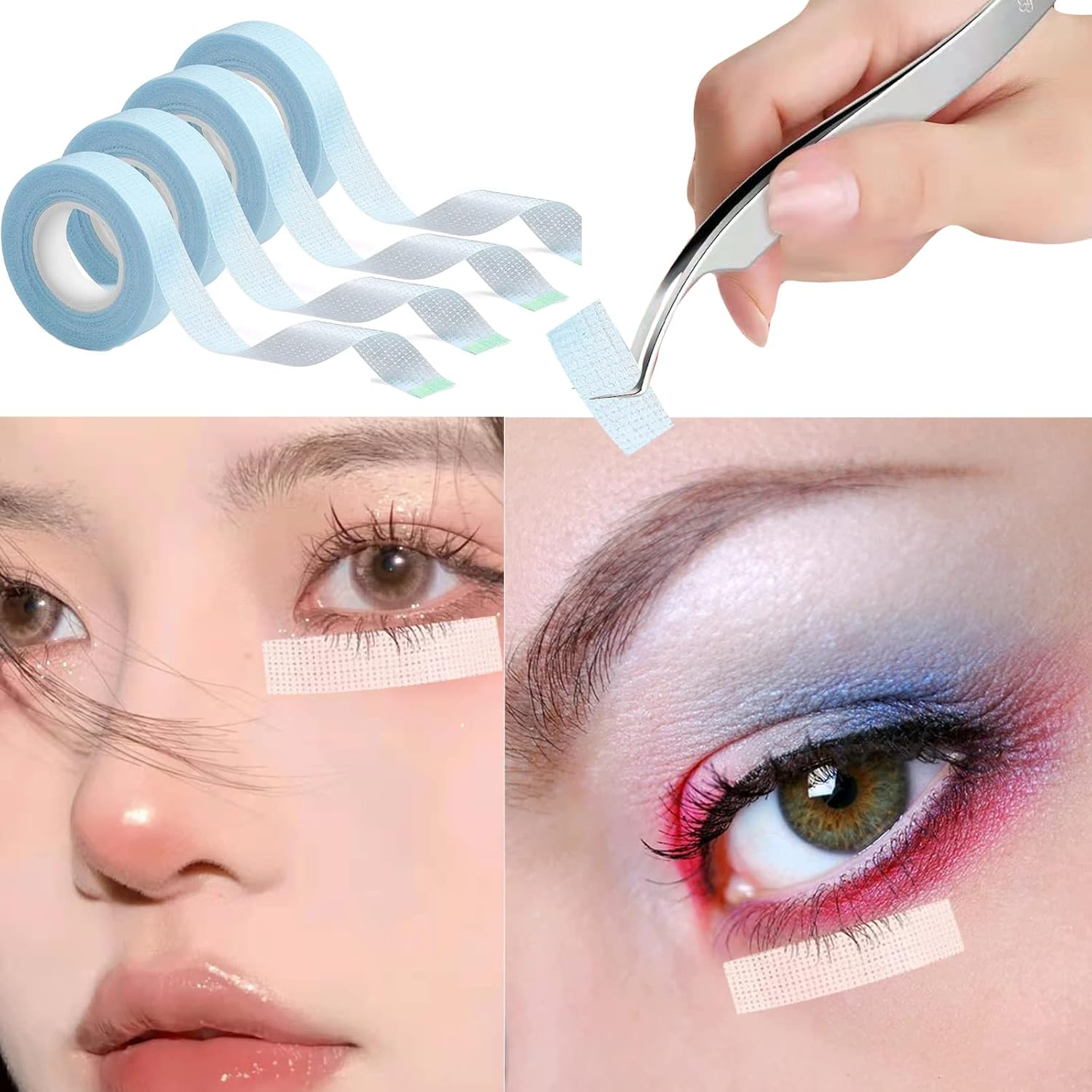 16 Rolls Eyelash Extension Tape,Hoinco Eyelash Tape Adhesive Fabric with Heart-Shaped Tape Dispenser Cutter image number 3