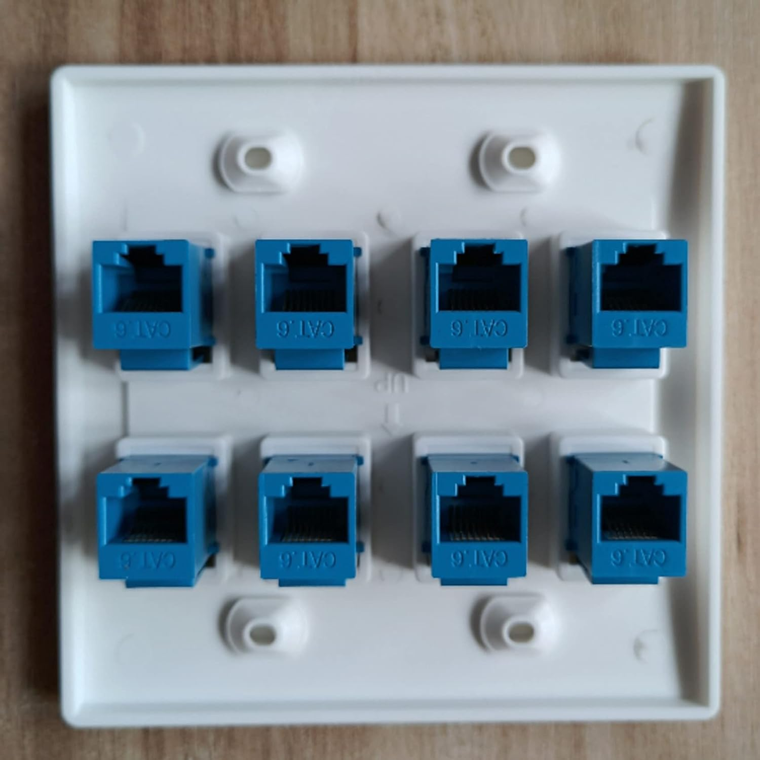 Kiperpon Ethernet Wall Plate 8 Port - Double Cat6 RJ45 Network Cable Faceplate Female to Female - Blue image number 6