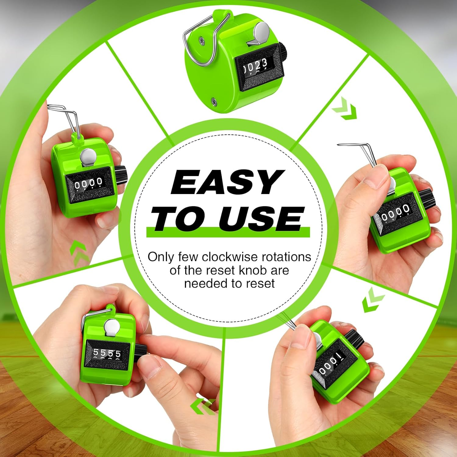 12 Pcs Handheld Tally Counter, 4 Digit Number Count Clicker Counter, Metal Pitch Counter Hand Mechanical Counters Clickers for Coaching, Knitting, People, Golf and Row image number 1