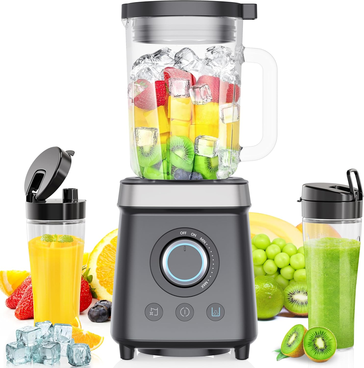Keenray Personal Blender, Smoothie Maker, 2000W High Speed Electric Blender, Food Processor with 1.8L Glass Jug, 6-Leaf Stainless Steel Blades, BPA Free Countertop Blenders for Ice Crush image number 5