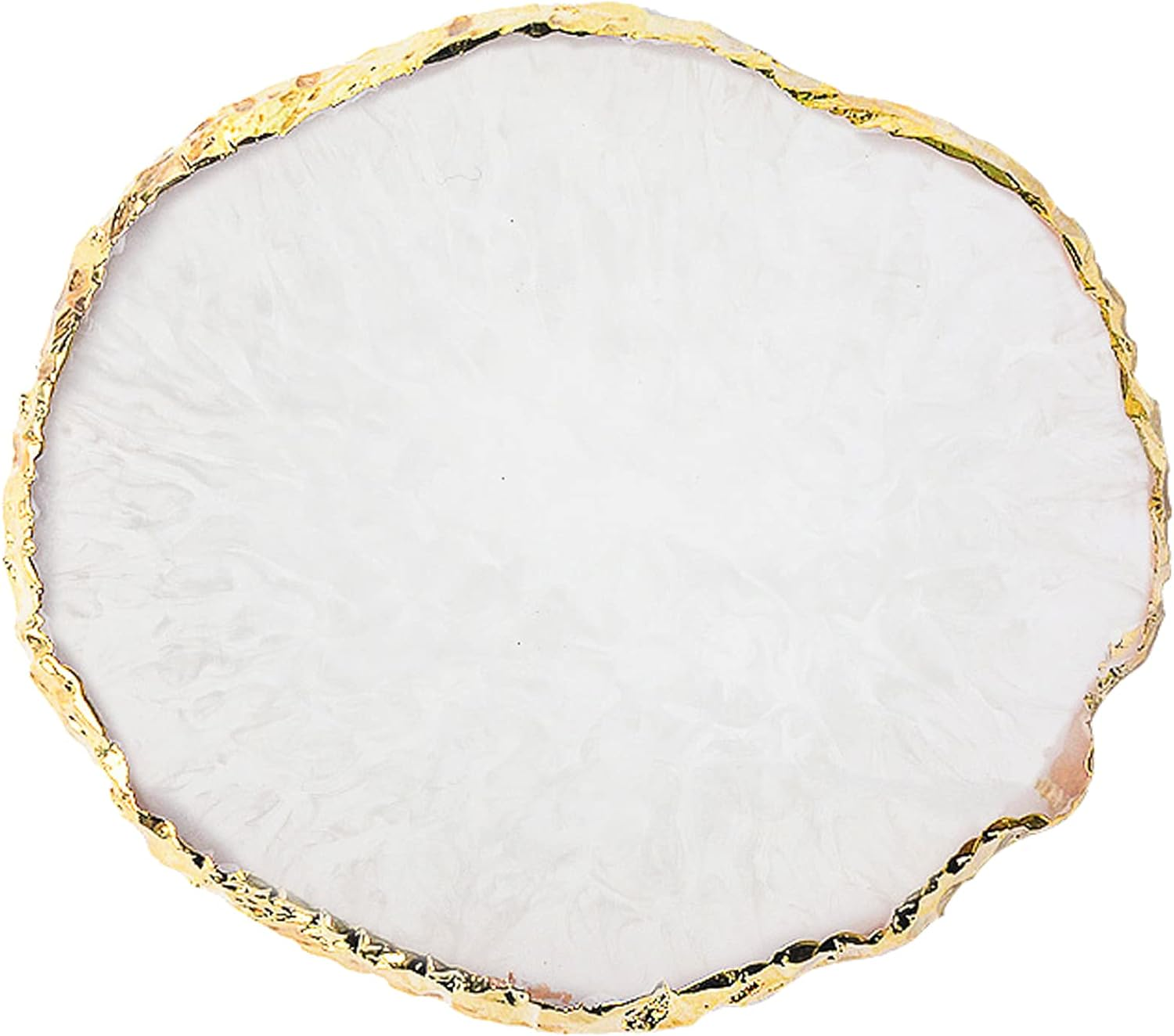 YUNAI Resin Nail Art Palette, Gold Edge Nail Art Painting Plate for Makeup, Nail Paint Palette Resin, Nail Tip Holder, Nail Art Display (White) image number 1