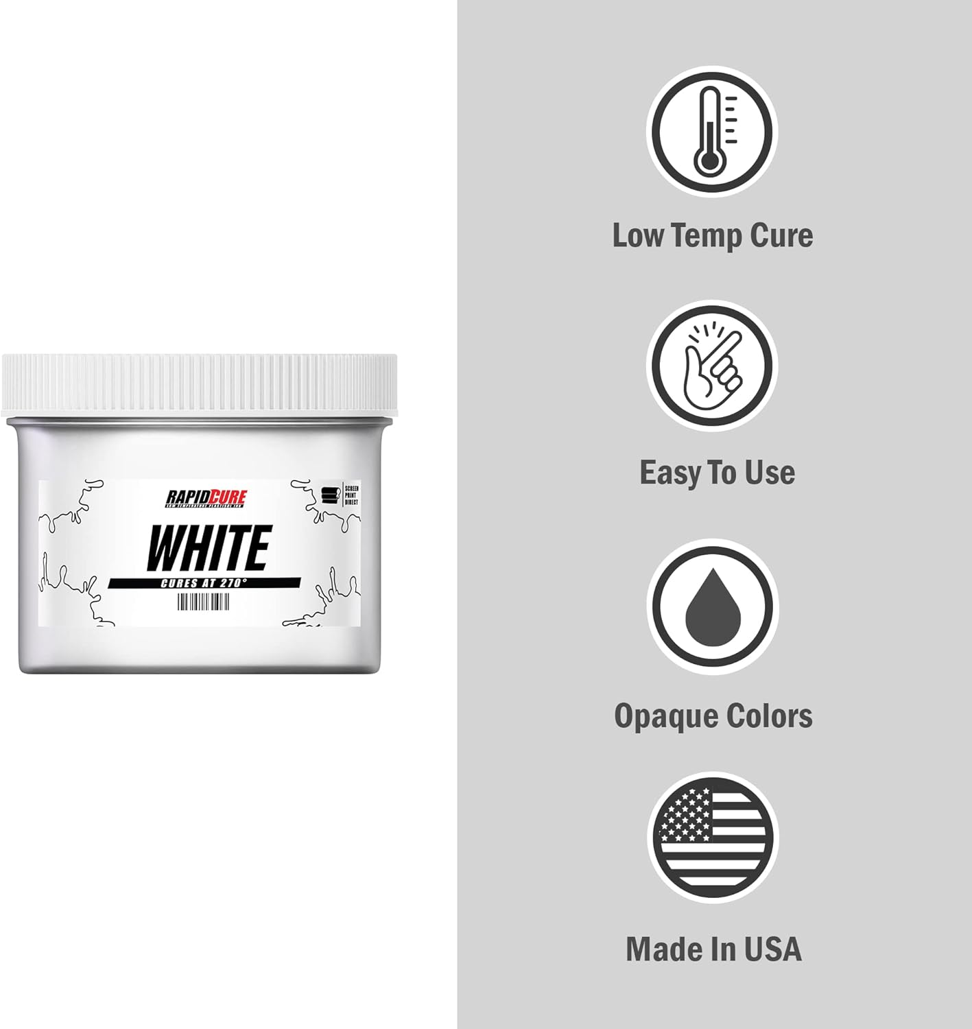 Rapid Cure&reg; Screen Printing Ink White (Quart - 32Oz.) - Plastisol Ink for Screen Printing, Fast Curing Fabric Paint - Screen Print Direct&reg;, USA Made image number 5