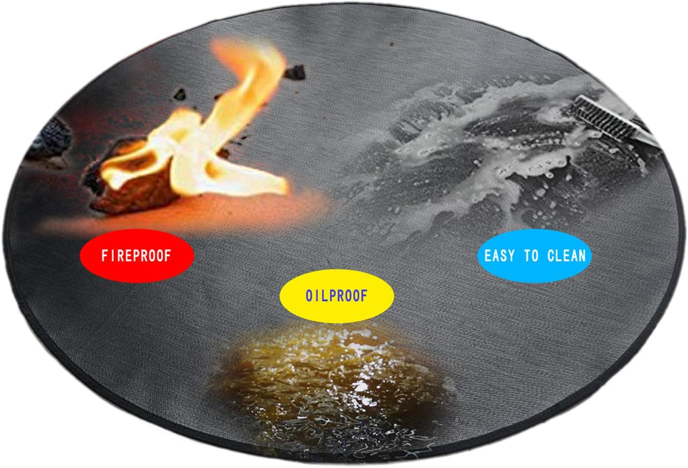 Round Ember Mat for under Grill Fire Pit, Fire Pits Mat for Deck, Flame Retardant Heat Resistant BBQ Gas Grill Air Fryer Protective Mat for Patio Lawn Ground Outdoor Campsite Firepfoof Pad Black (36") image number 4